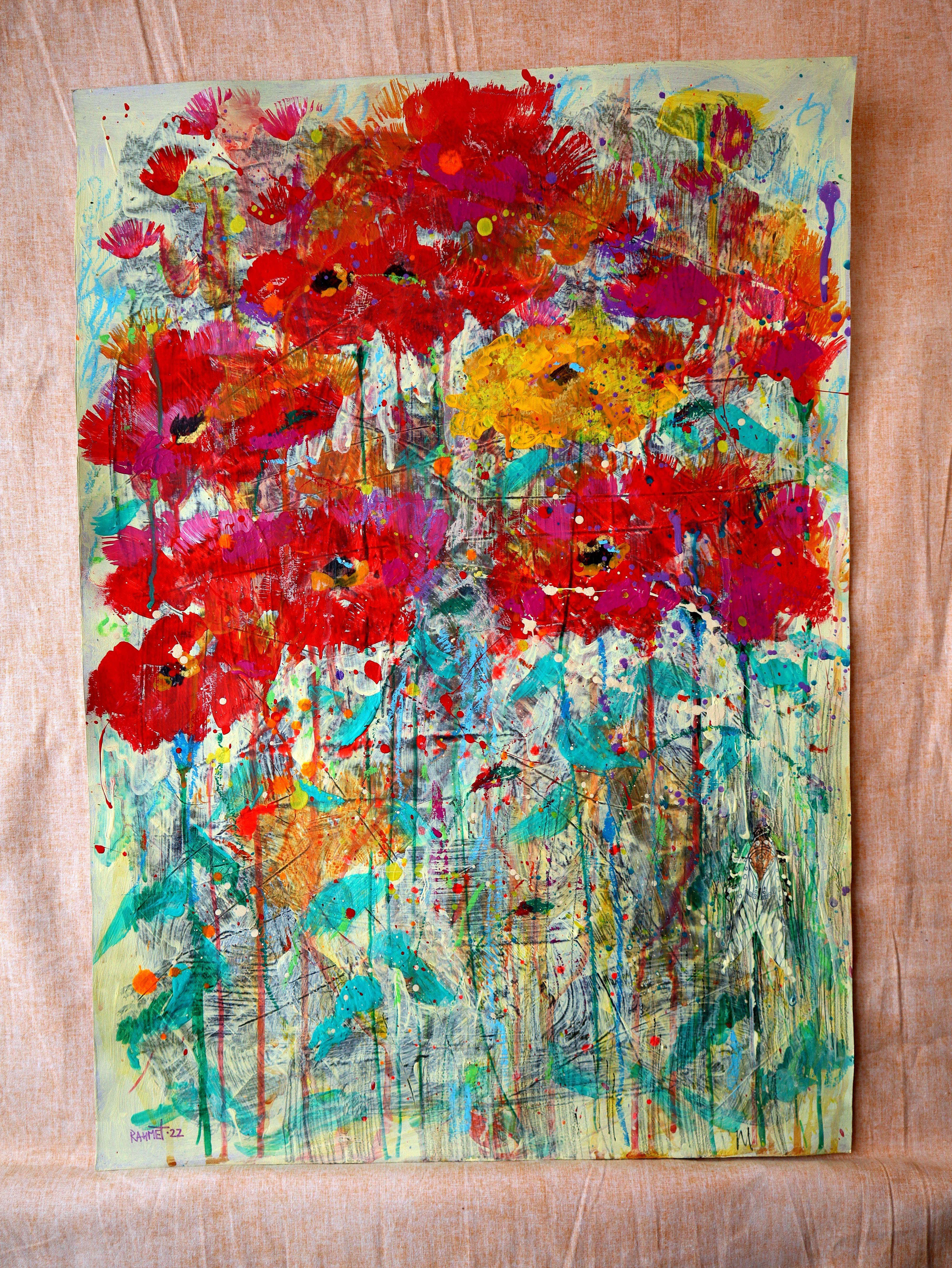 Fantasy with Flowers 60 - Expressionist Painting by RAKHMET REDZHEPOV (RAMZI)