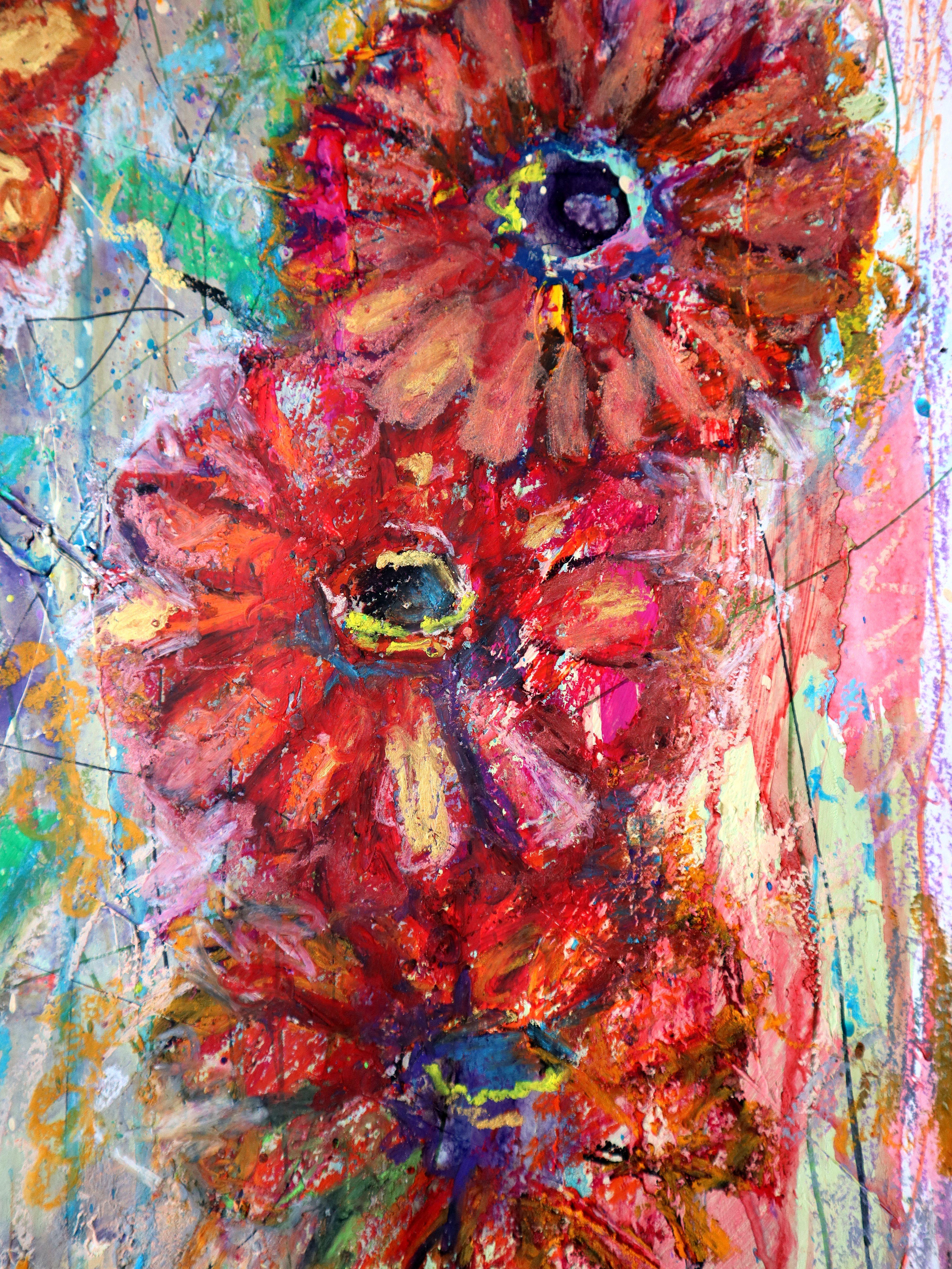 Fantasy with Flowers 61 - Brown Abstract Painting by RAKHMET REDZHEPOV (RAMZI)