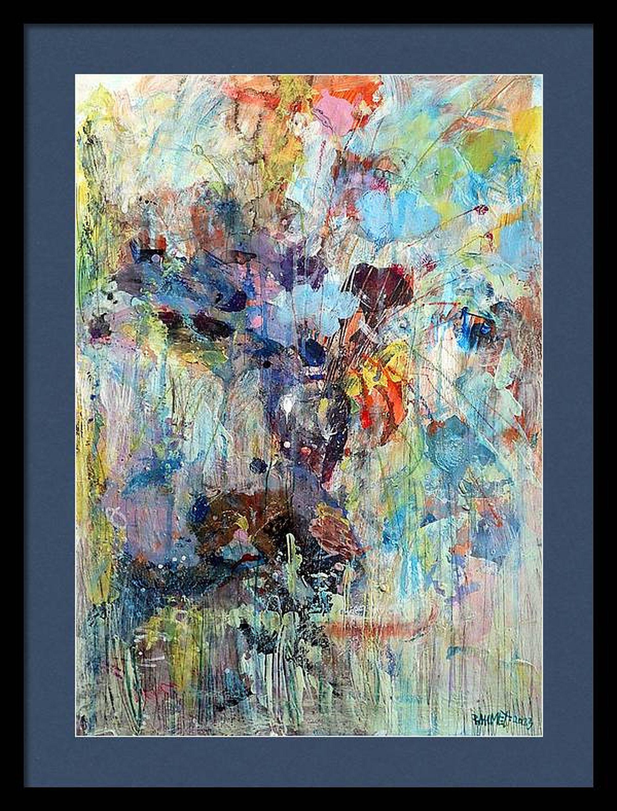 Fantasía con flores 66 - Abstract Painting Gris de RAKHMET REDZHEPOV (RAMZI)