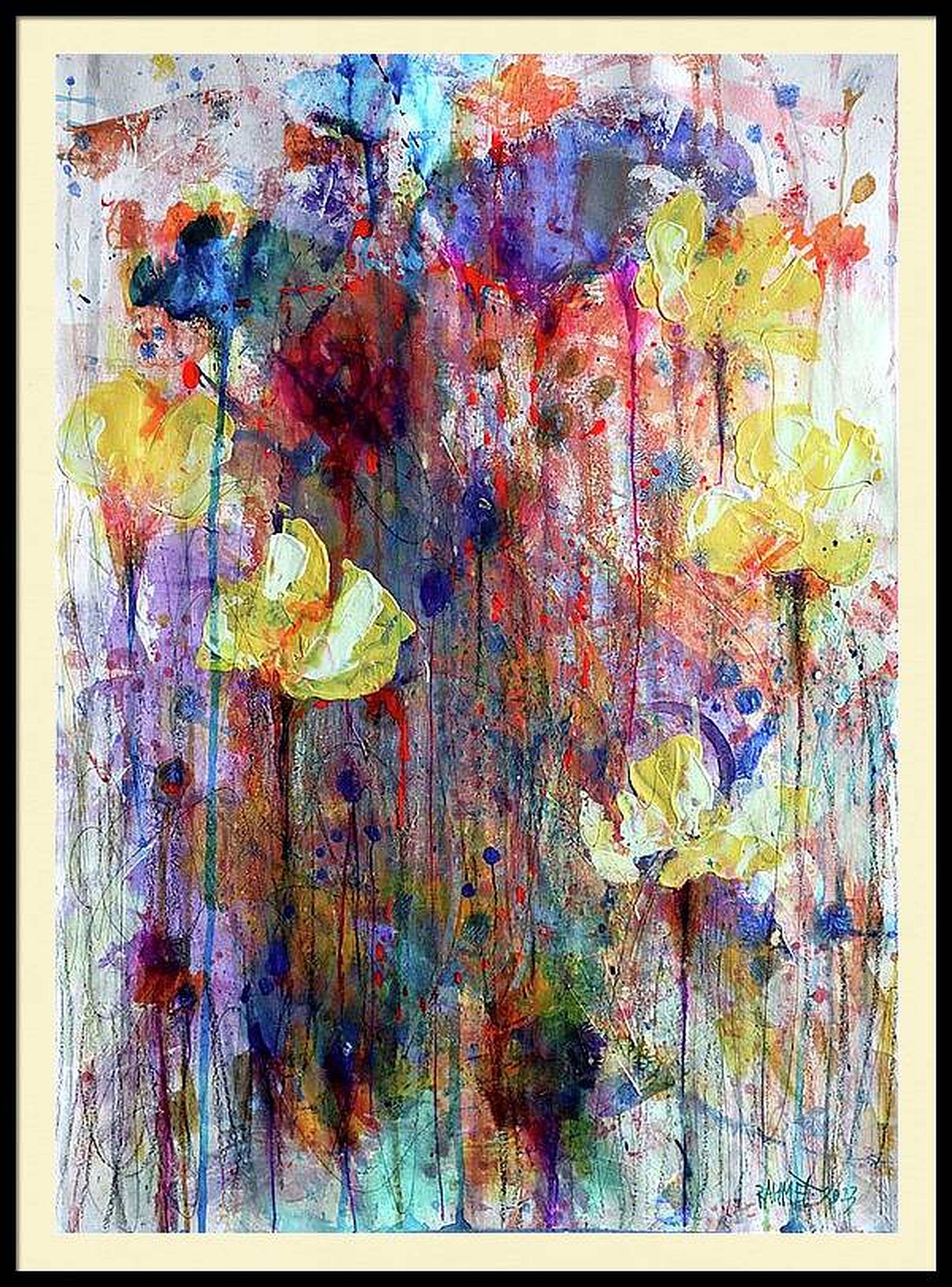 Fantasía con flores 70 - Abstract Painting Marrón de RAKHMET REDZHEPOV (RAMZI)