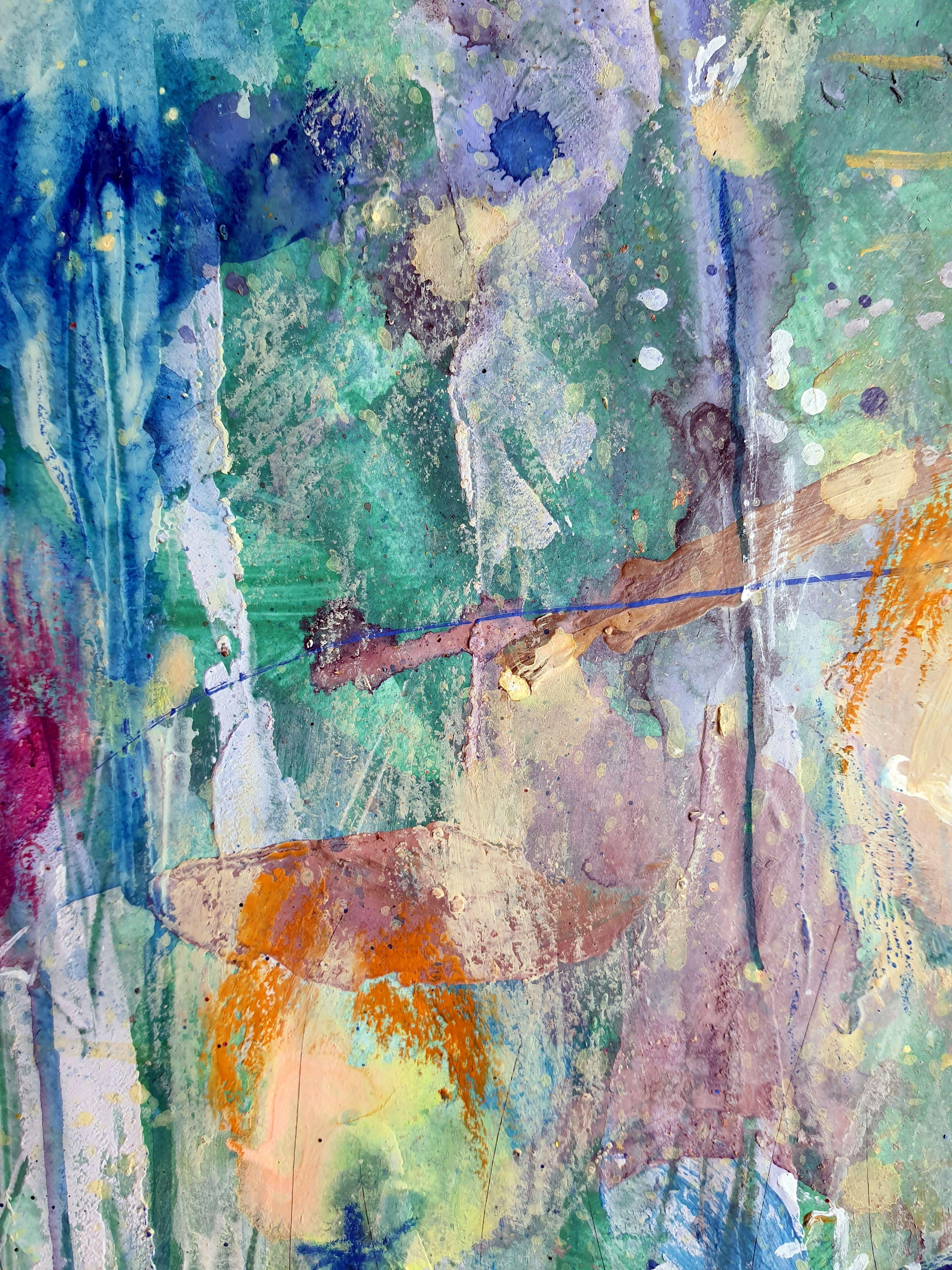 Fantasía con flores 73 - Abstract Painting Gris de RAKHMET REDZHEPOV (RAMZI)