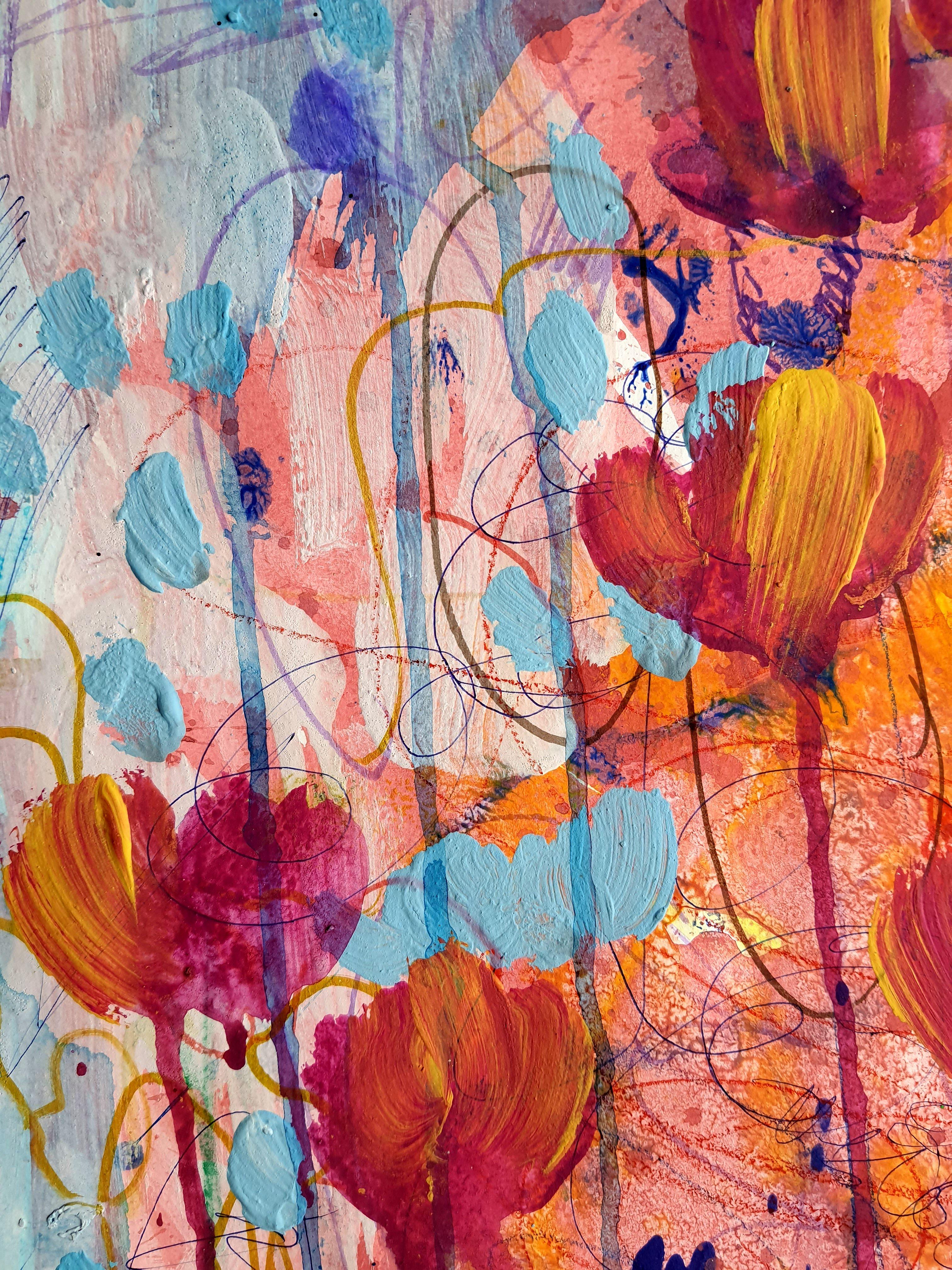 Fantasía con flores 74 - Abstract Painting Marrón de RAKHMET REDZHEPOV (RAMZI)