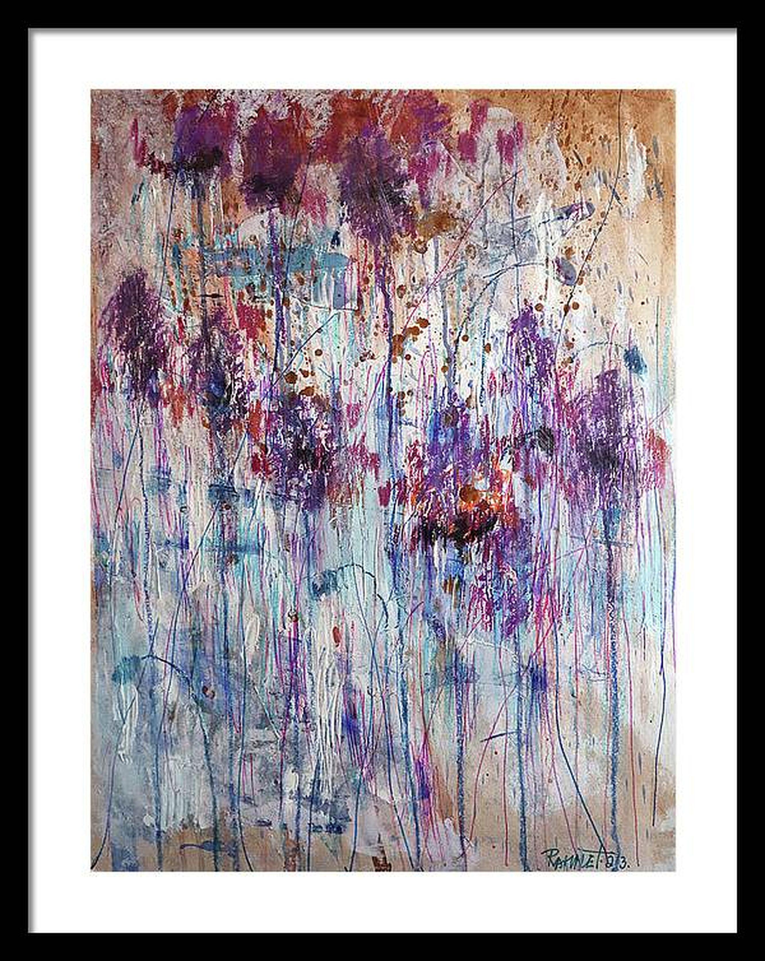 Fantasía con flores 76 - Abstract Painting Gris de RAKHMET REDZHEPOV (RAMZI)