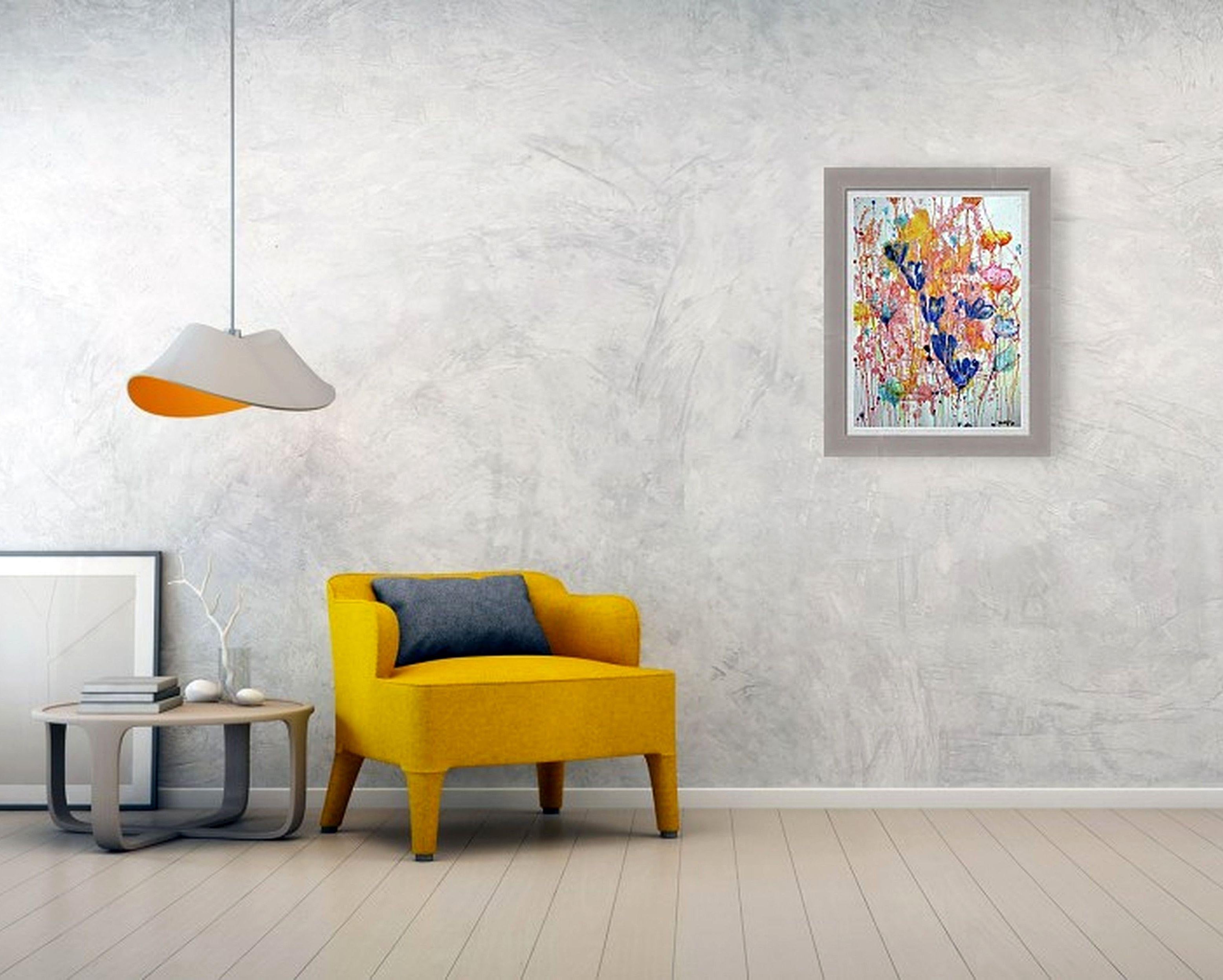 Fantasía con flores 79 - Interior Painting Beige de RAKHMET REDZHEPOV (RAMZI)