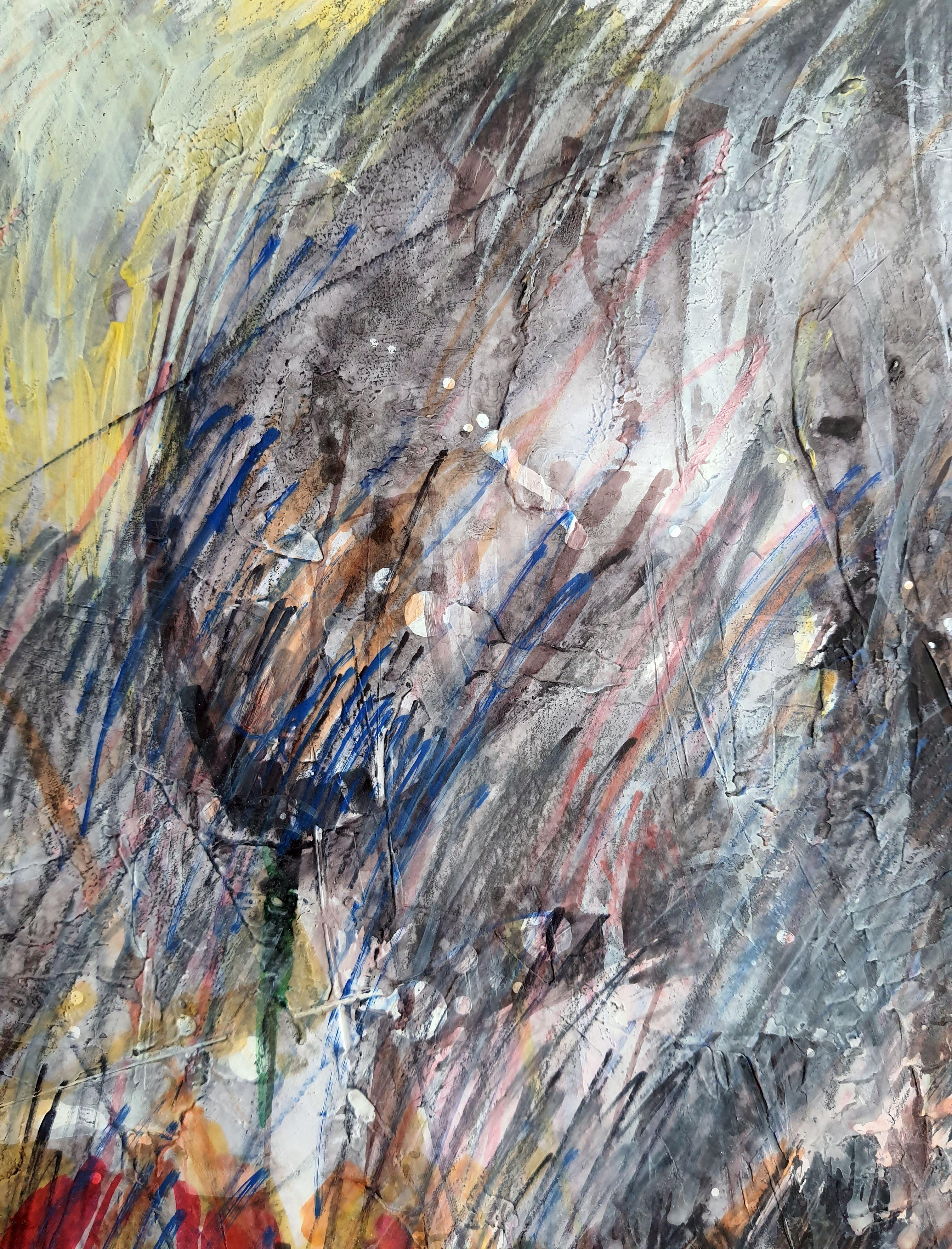 Fantasía con flores 83 - Abstract Painting Gris de RAKHMET REDZHEPOV (RAMZI)