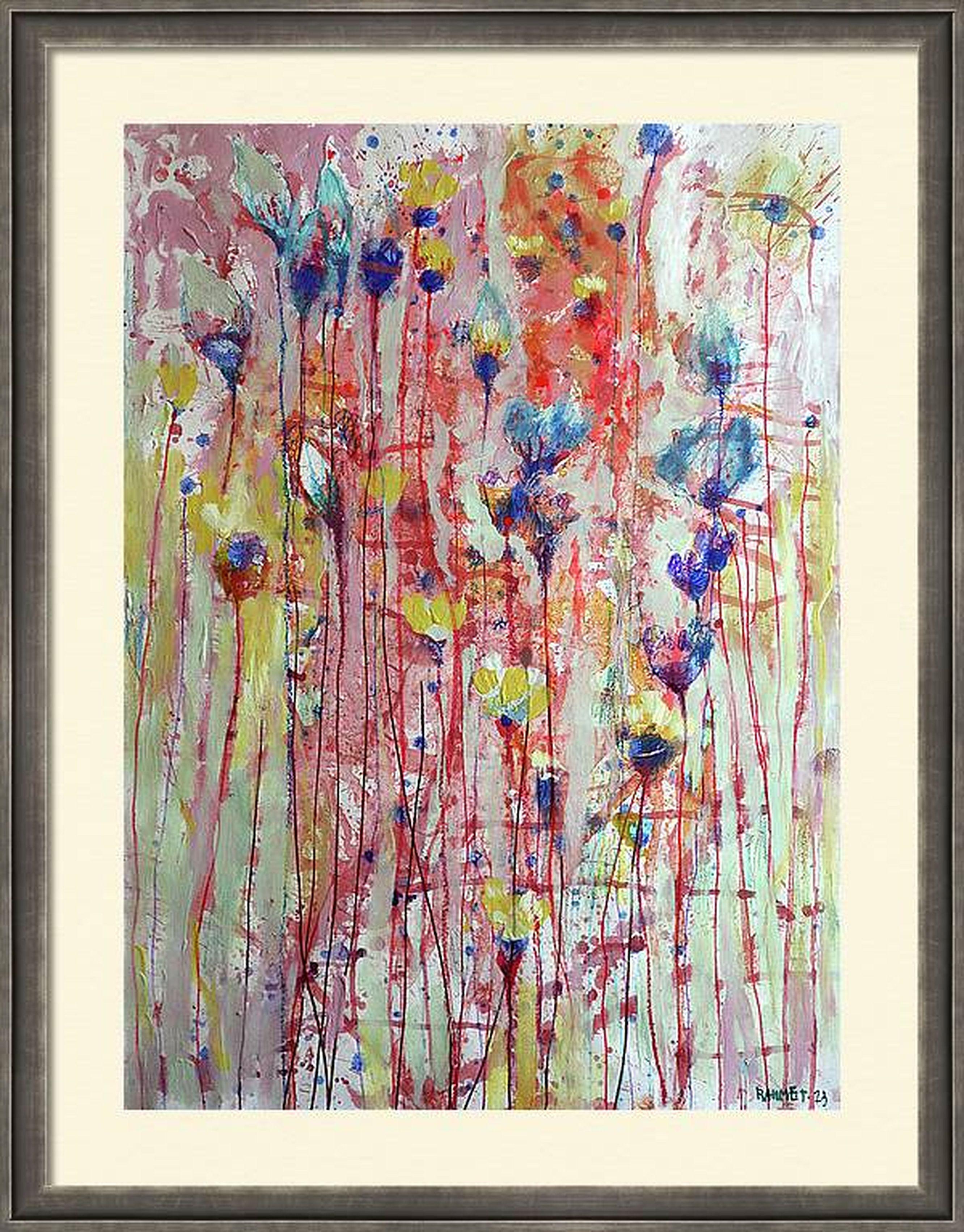 Fantasy with Flowers 91 - Brown Interior Painting by RAKHMET REDZHEPOV (RAMZI)