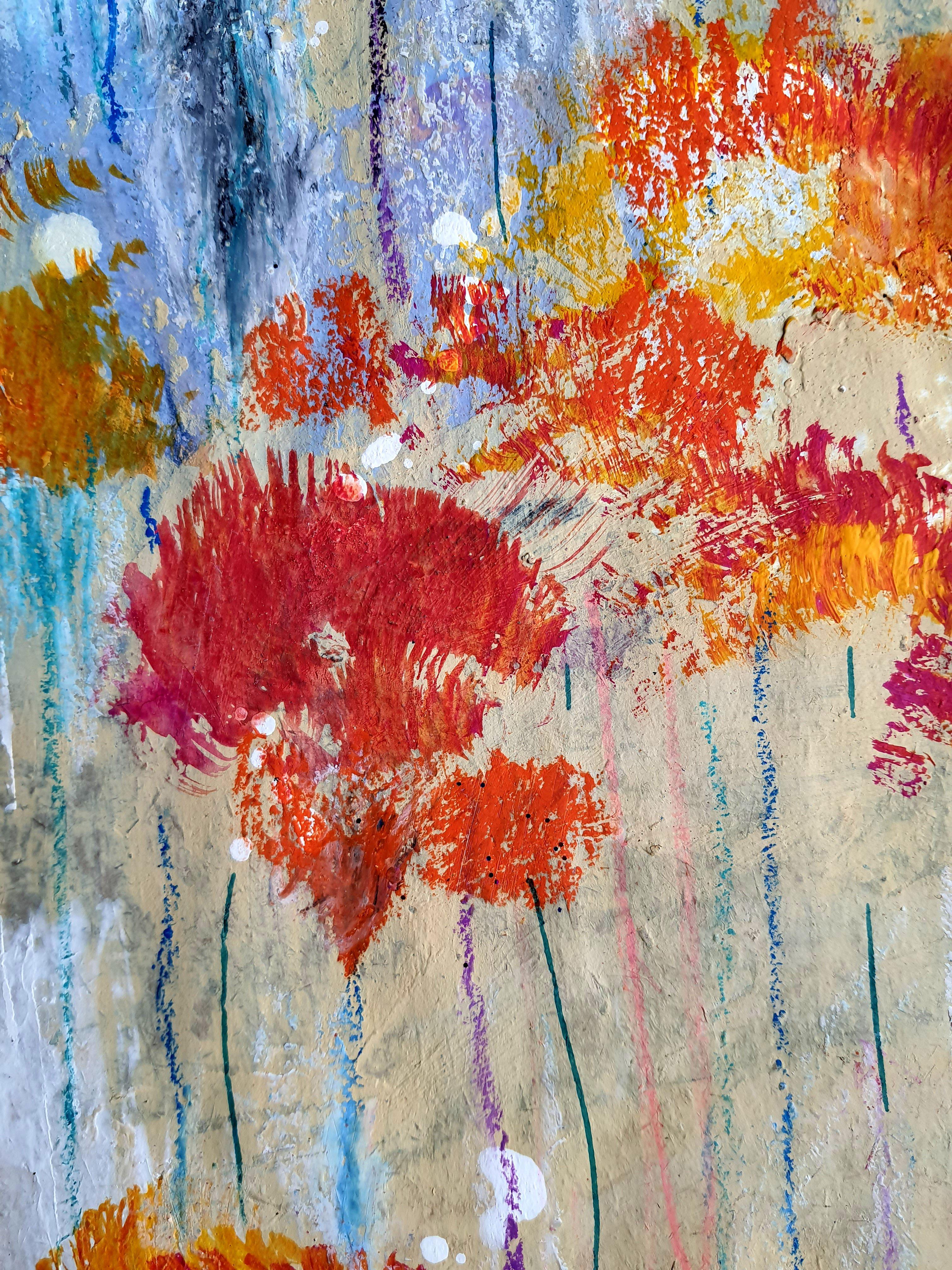 Fantasy with Flowers 93 - Brown Interior Painting by RAKHMET REDZHEPOV (RAMZI)