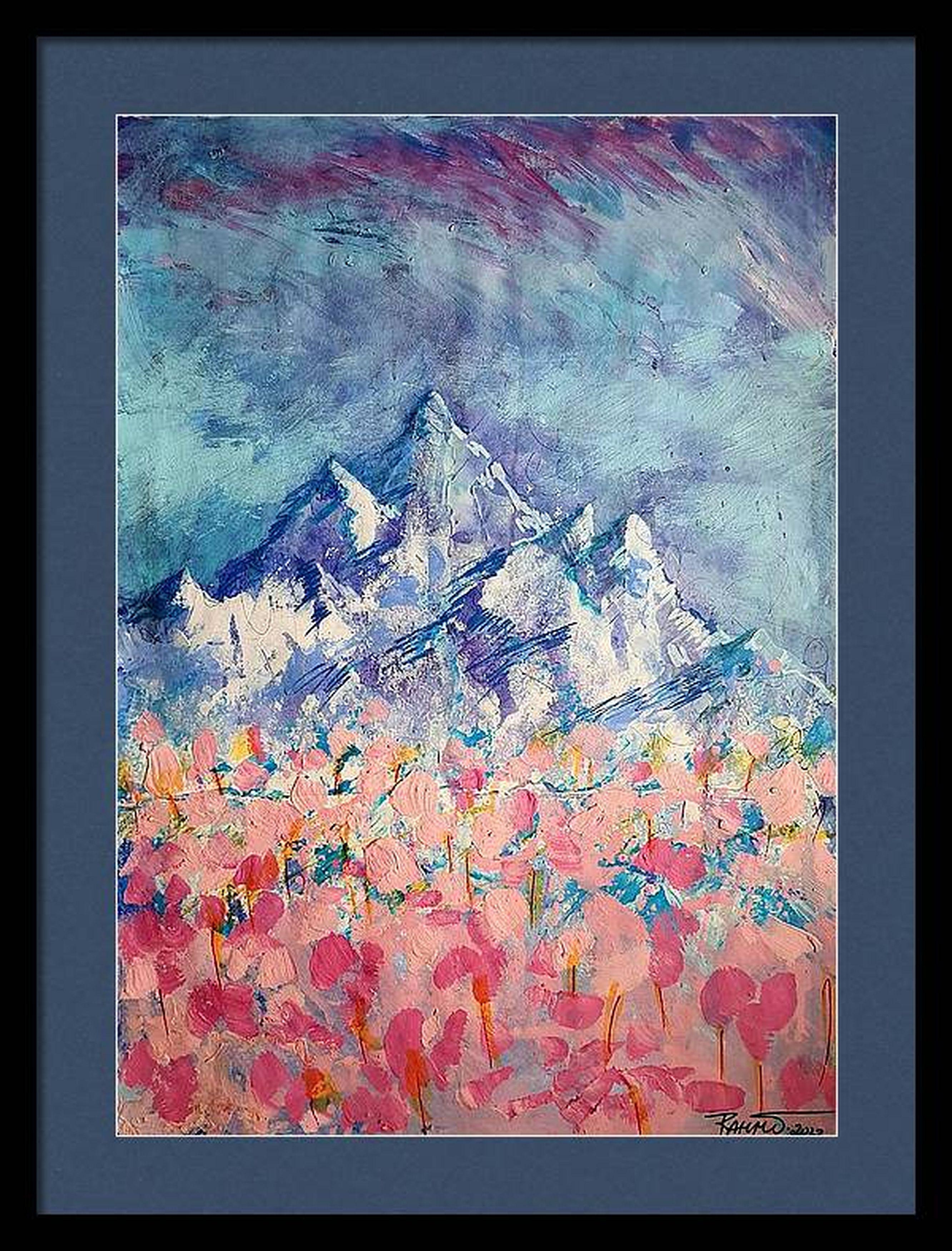 Fantasy with Flowers 96 - Gray Interior Painting by RAKHMET REDZHEPOV (RAMZI)