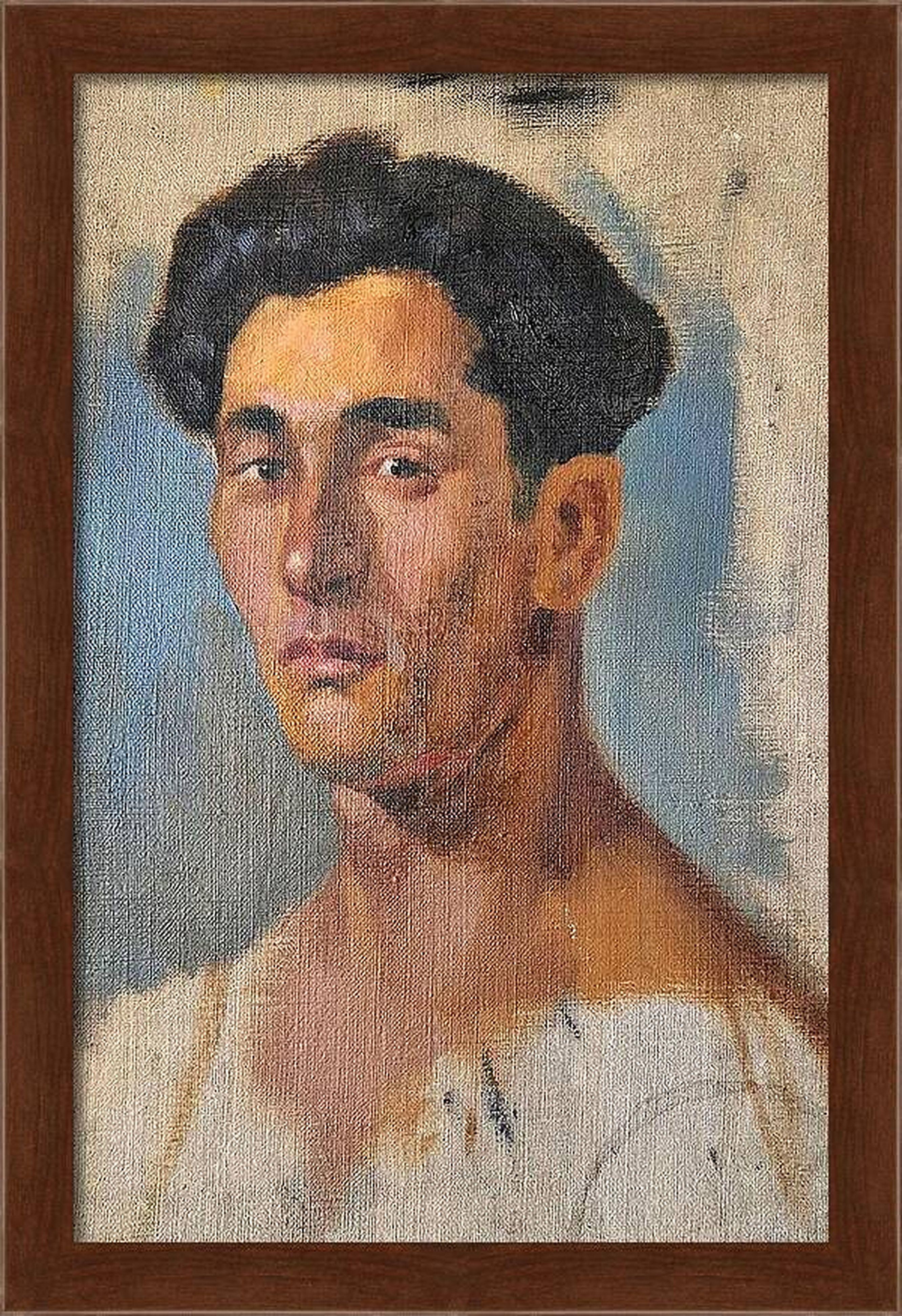 Ritratto del padre 1974. dipinto originale in vendita 5