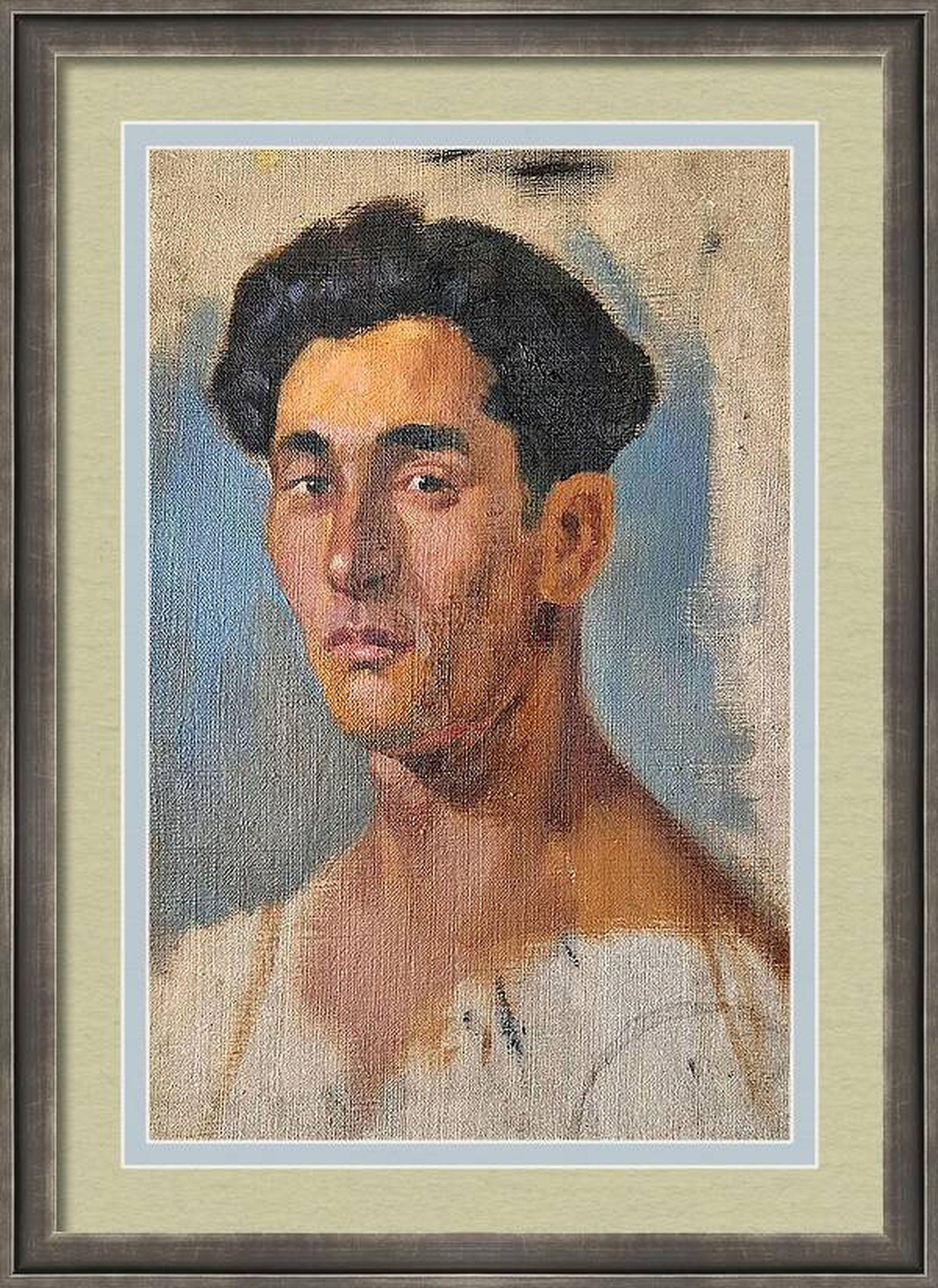 Ritratto del padre 1974. dipinto originale in vendita 2