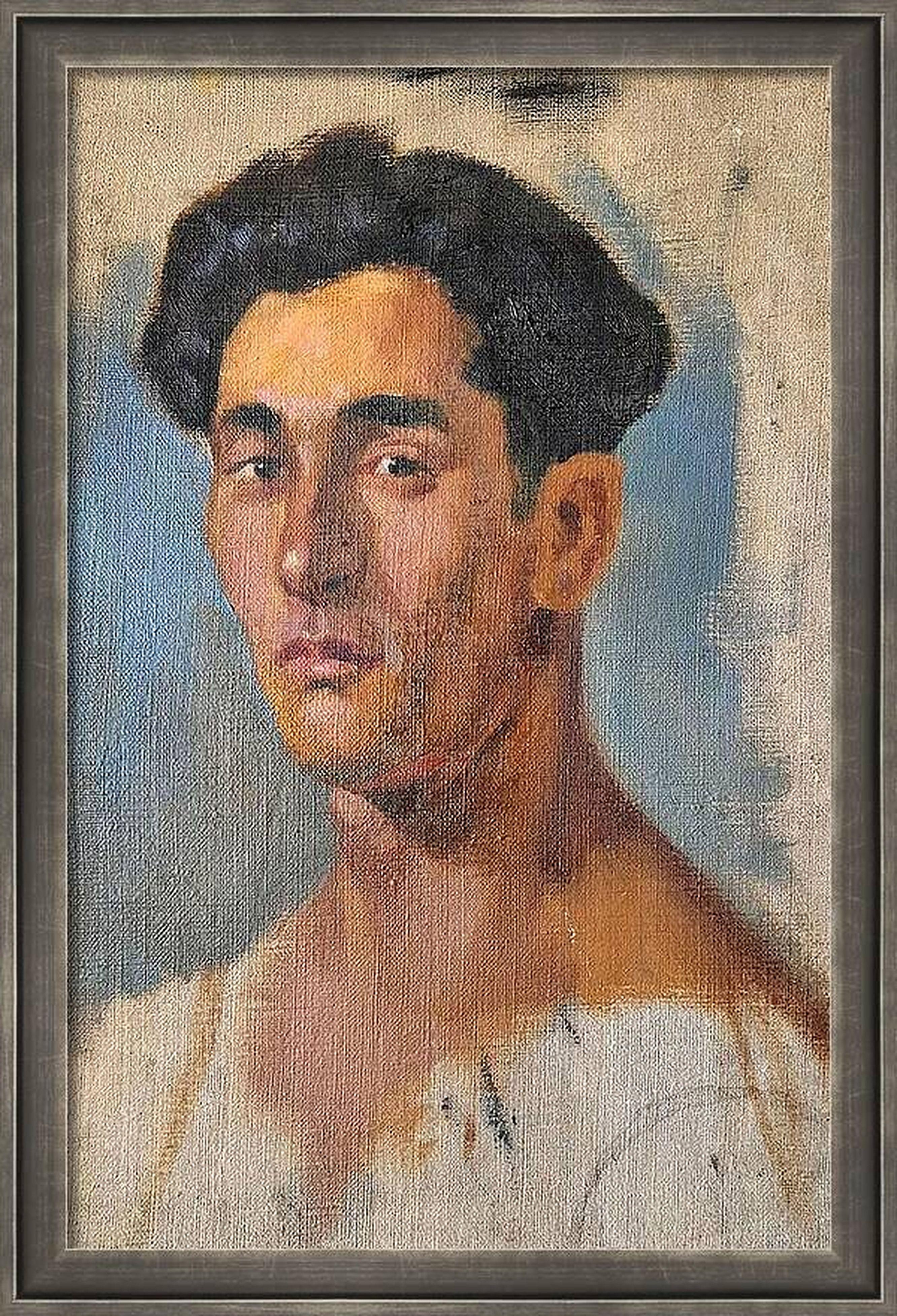 Ritratto del padre 1974. dipinto originale in vendita 3