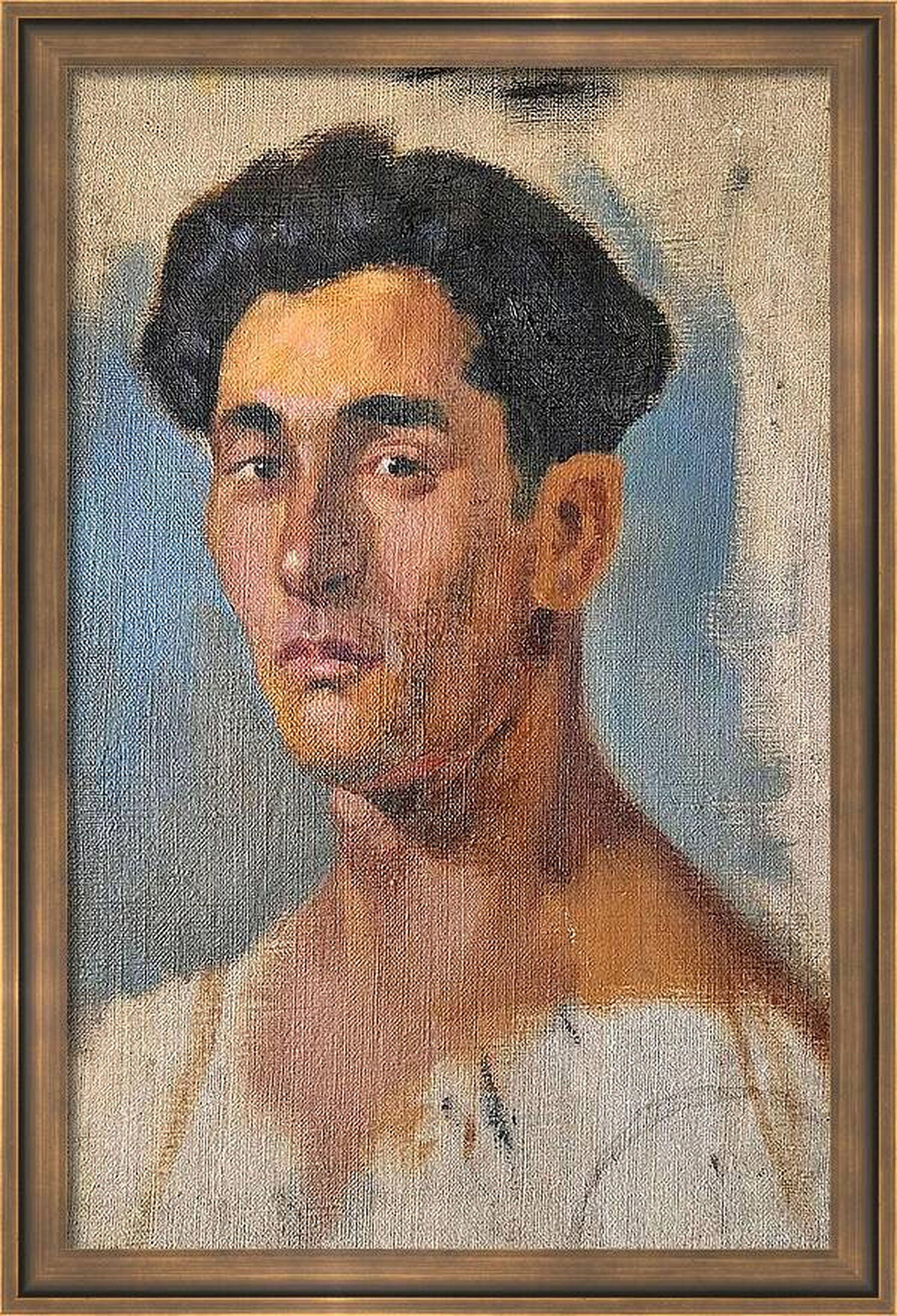 Ritratto del padre 1974. dipinto originale in vendita 4