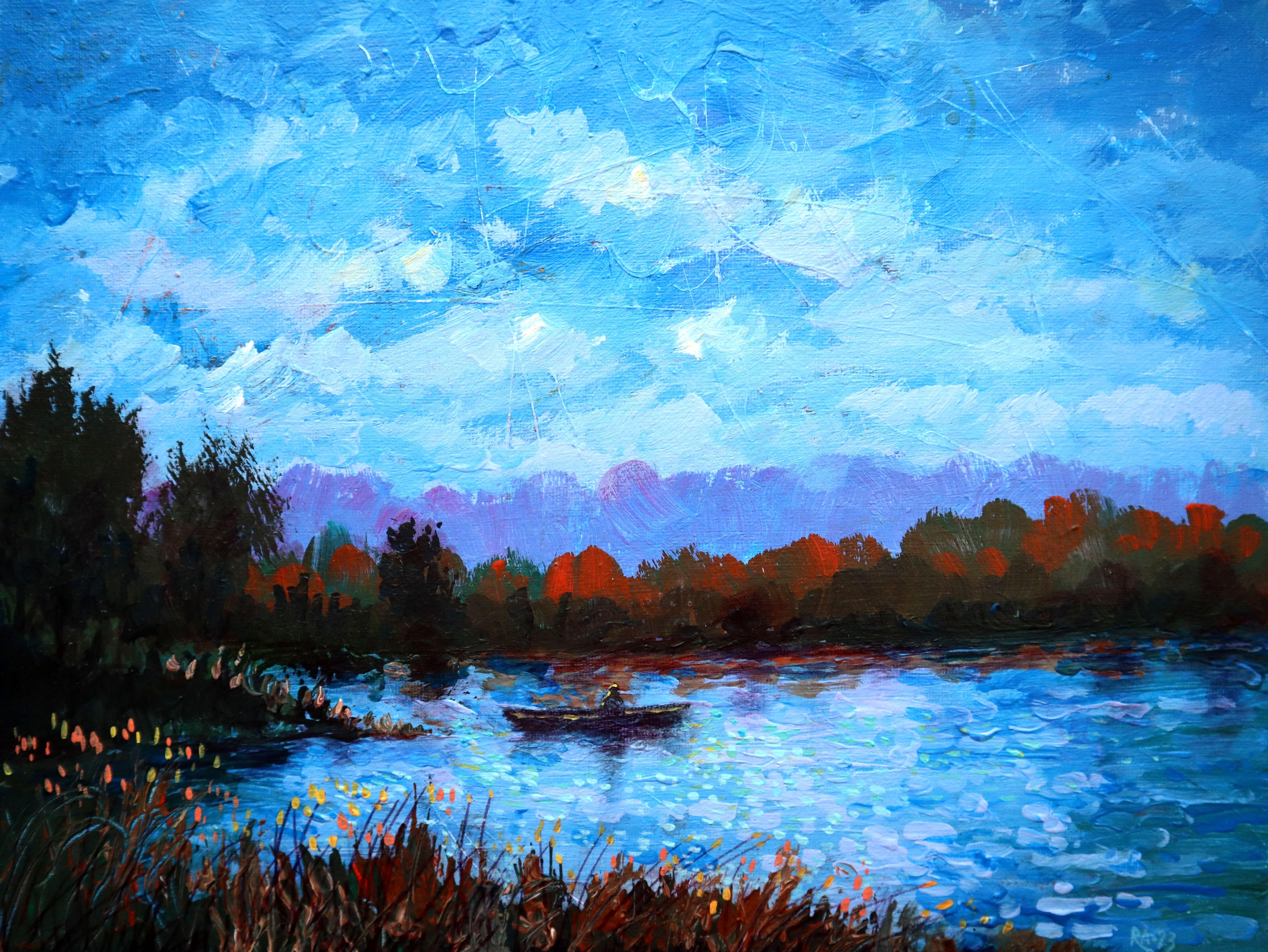 Fischer und Teich – Painting von RAKHMET REDZHEPOV (RAMZI)