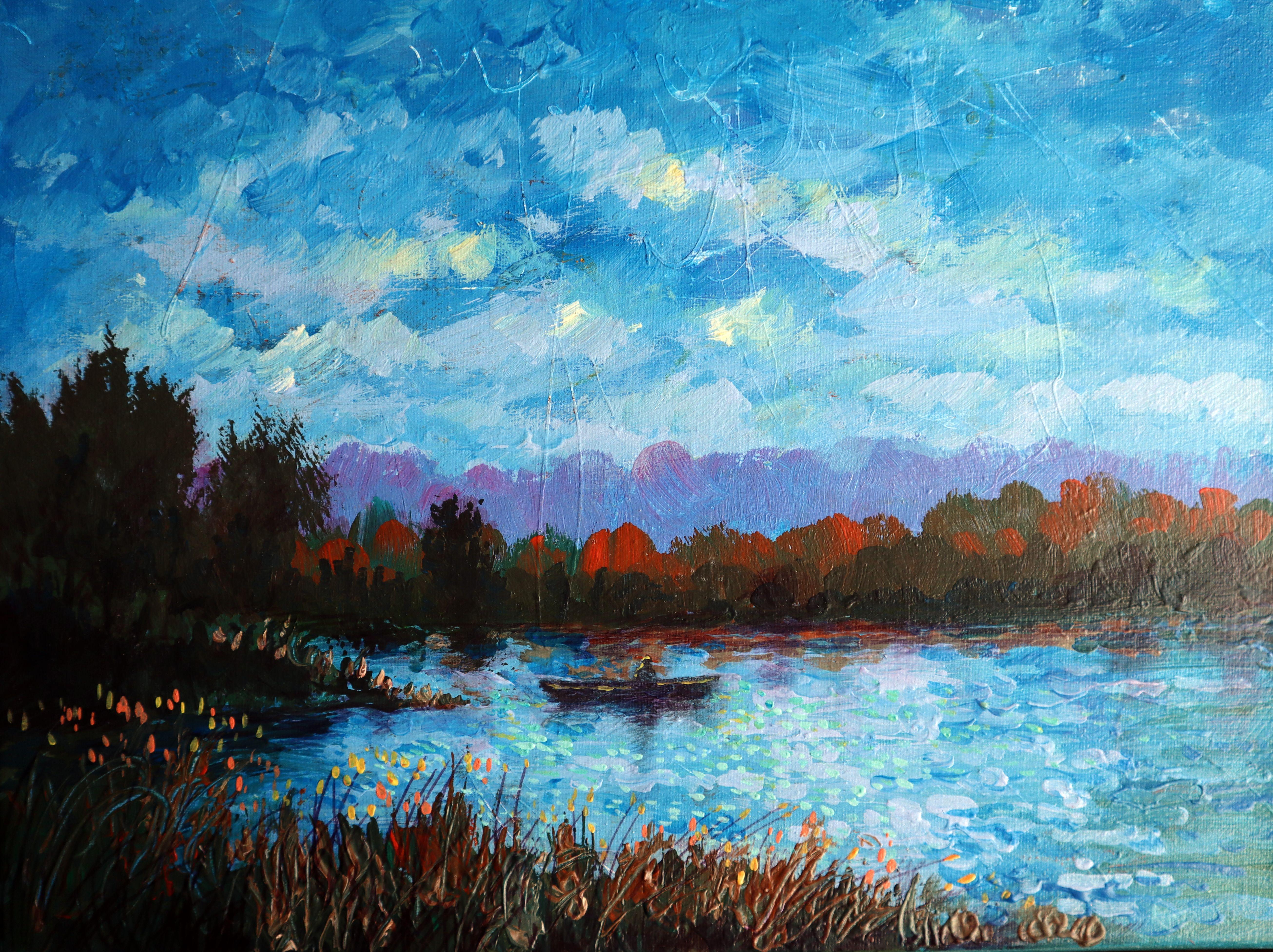 In this vibrant blend of expressionism and impressionism, I've melded acrylic and oil to capture the serene yet dynamic essence of nature. The strokes convey a rich tapestry of textures, while the hues evoke the rhythms of the natural world. It's a