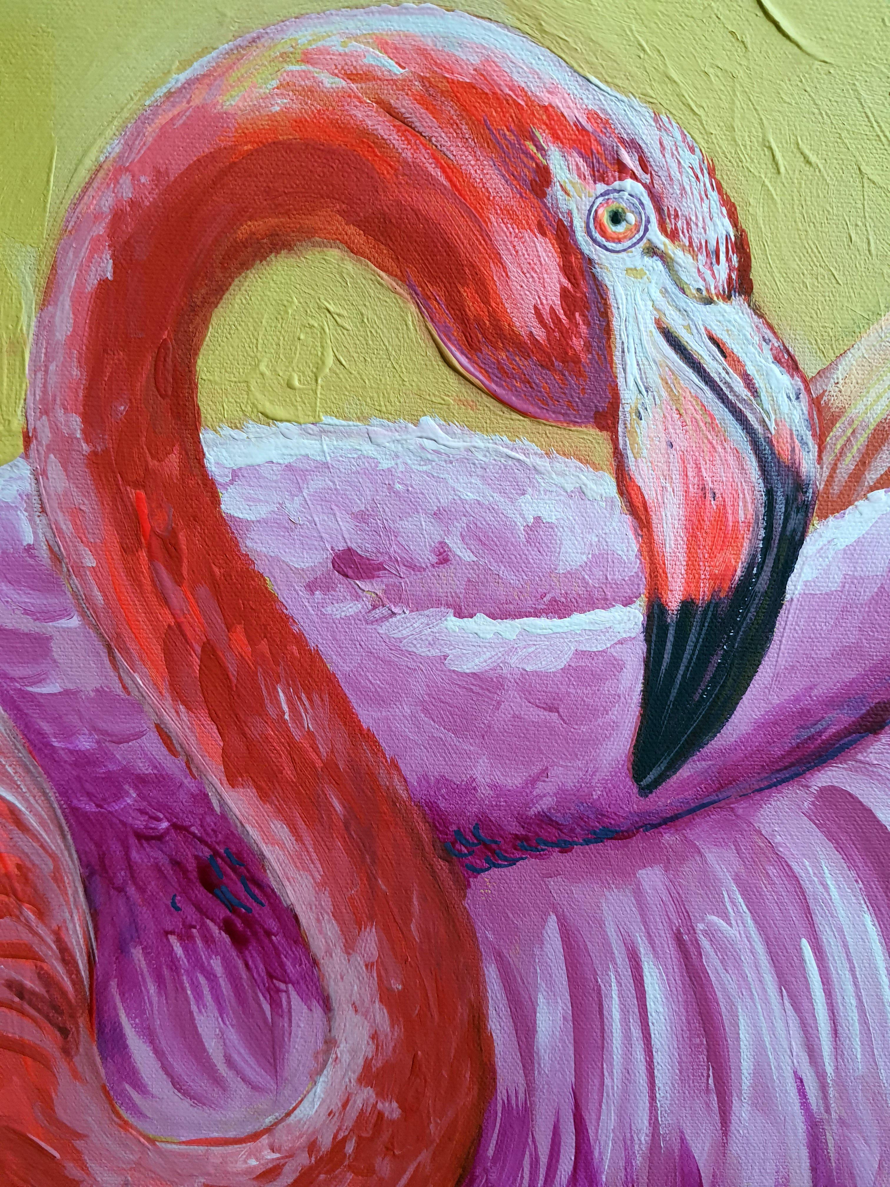 Flamingo - Impressionist Painting by RAKHMET REDZHEPOV (RAMZI)