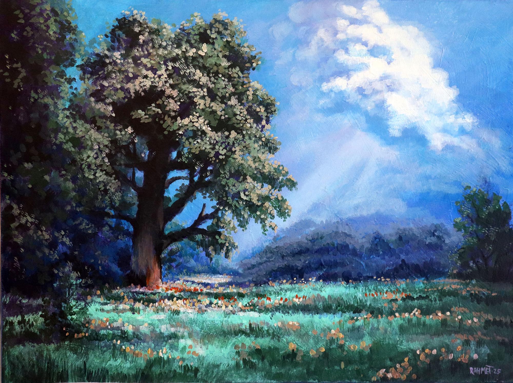 RAKHMET REDZHEPOV (RAMZI) Landscape Painting – Blumenwiese