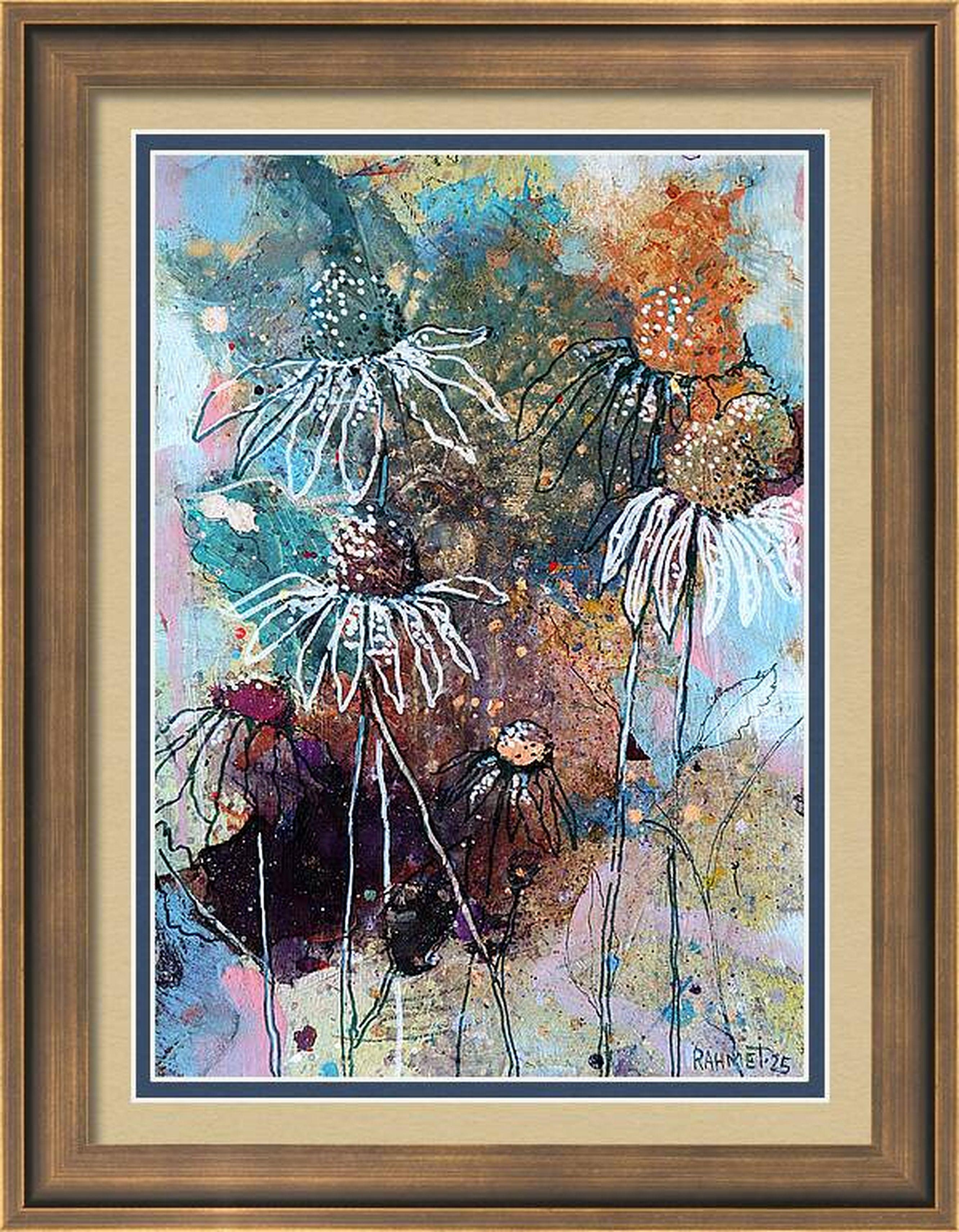 Fleurs 10 - Gris Still-Life Painting par RAKHMET REDZHEPOV (RAMZI)
