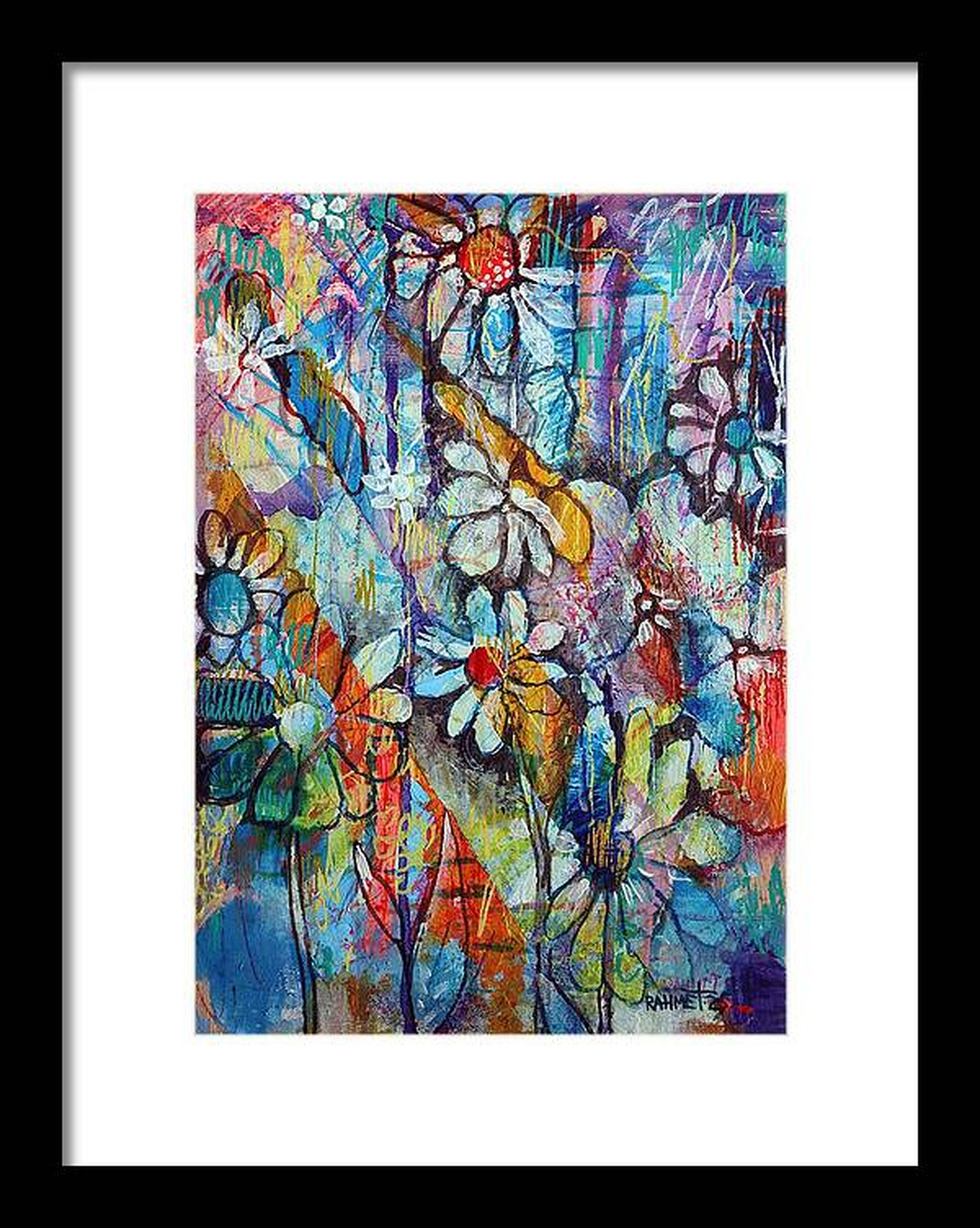 Flowers 16 - Gray Abstract Painting by RAKHMET REDZHEPOV (RAMZI)
