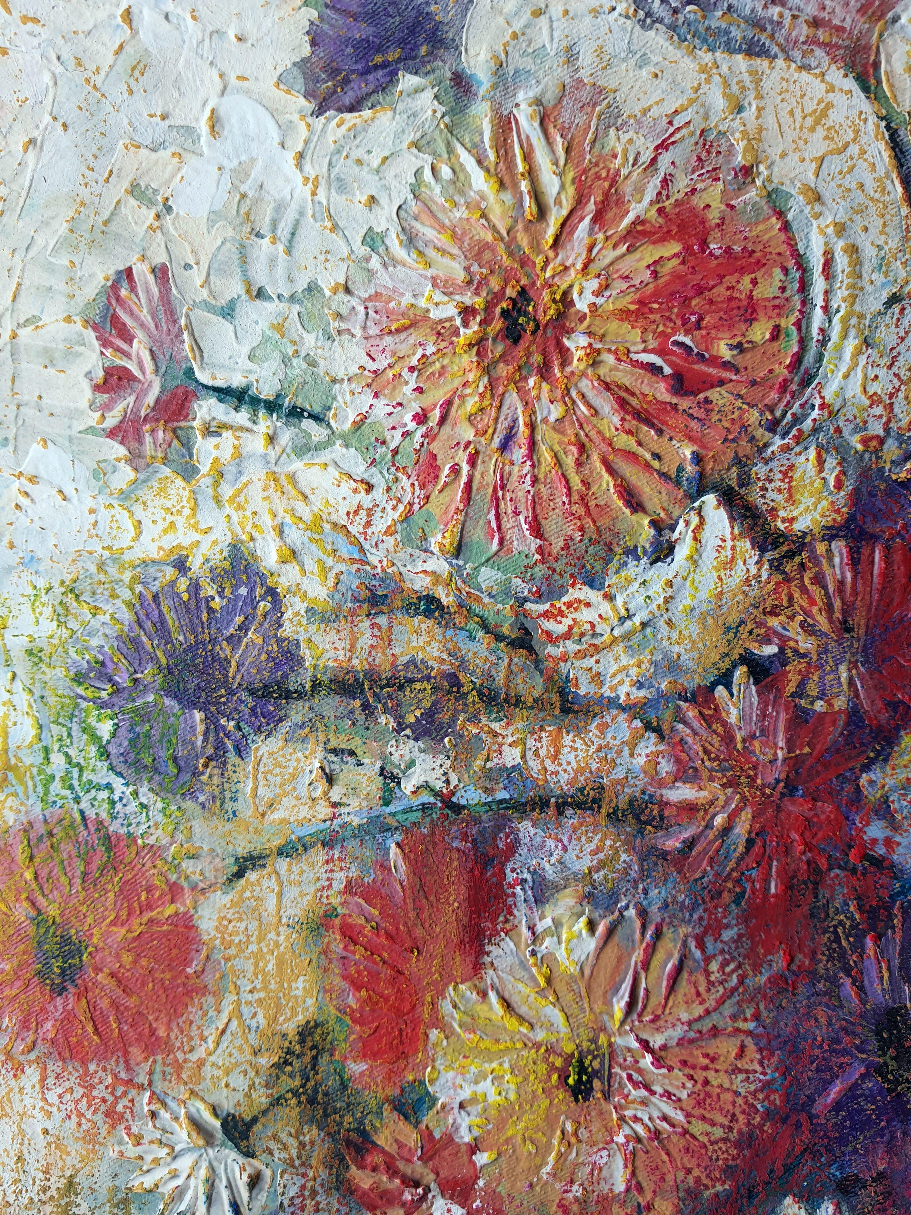 Flowers 2 - Impressionist Painting by RAKHMET REDZHEPOV (RAMZI)
