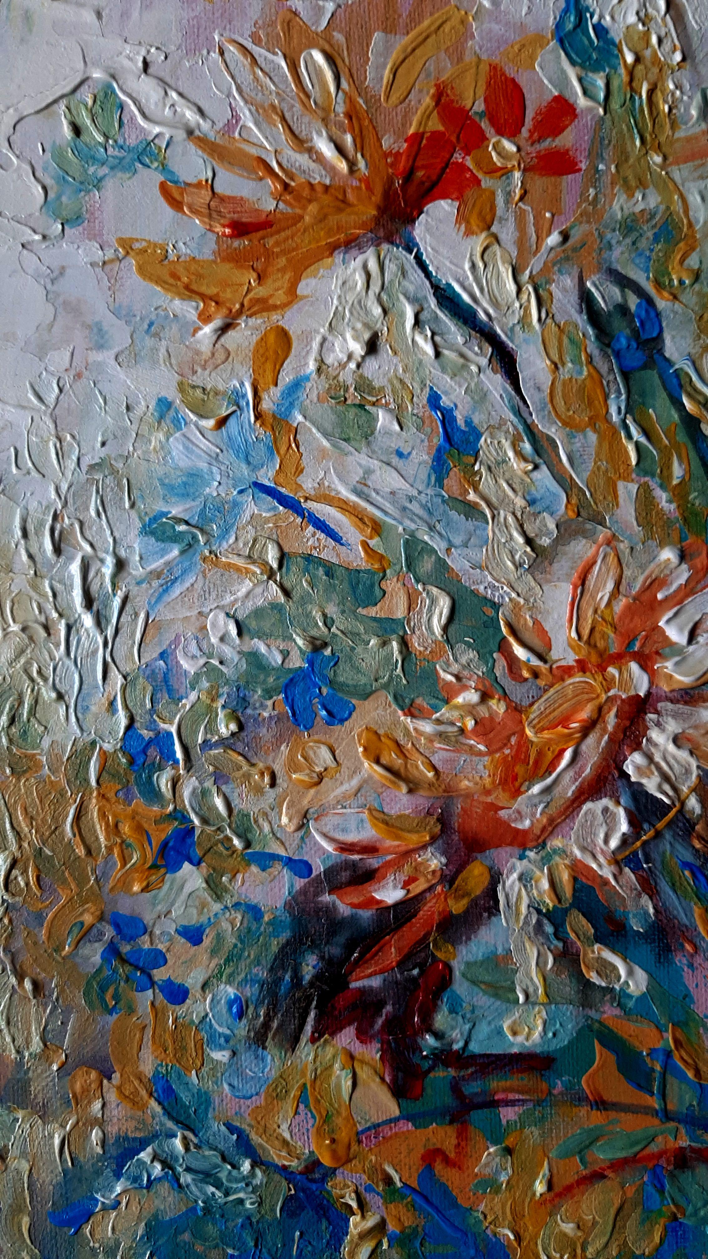 Flowers 5 - Impressionist Painting by RAKHMET REDZHEPOV (RAMZI)