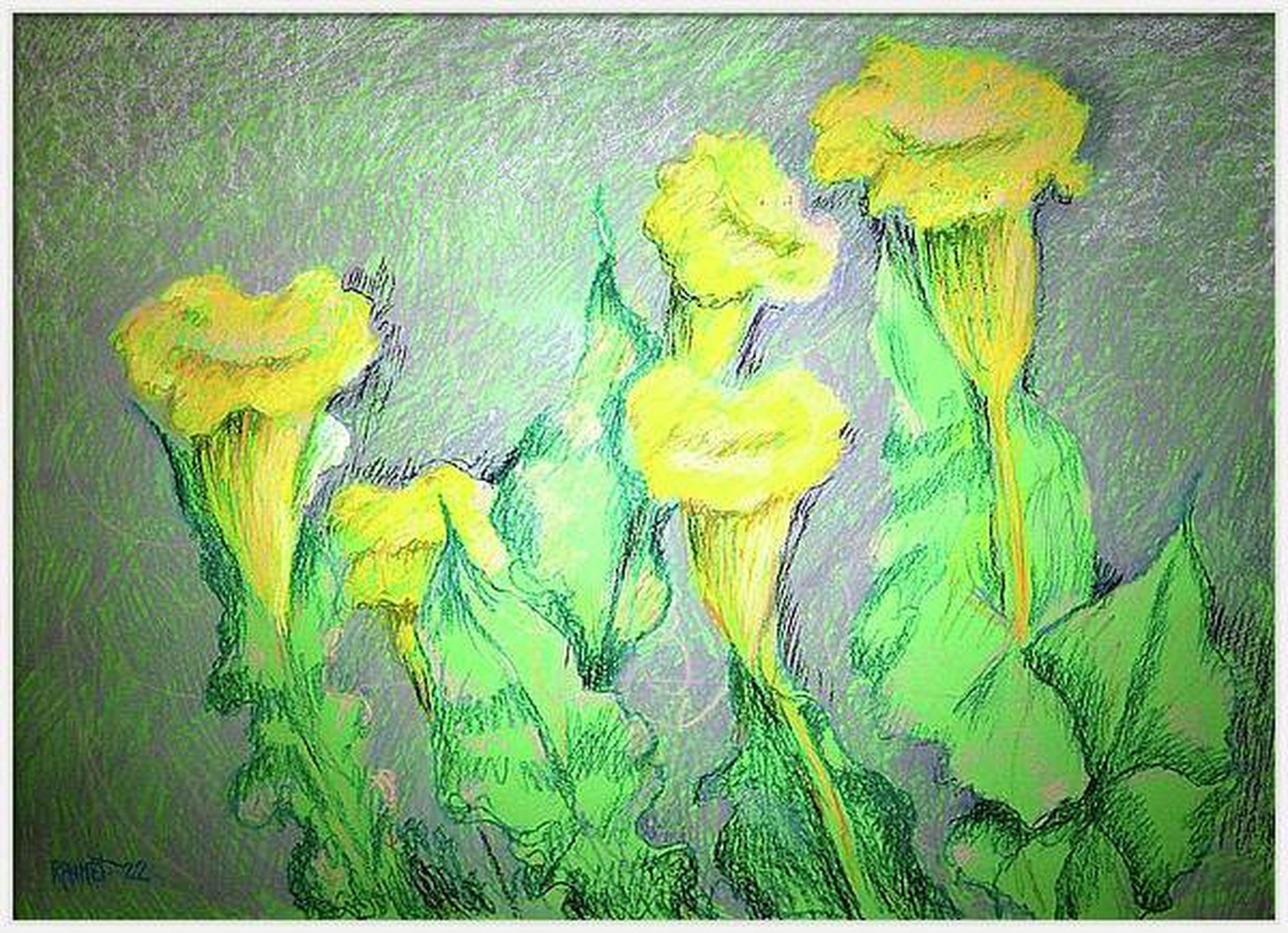 Blumen des Glücks (Grün), Still-Life Painting, von RAKHMET REDZHEPOV (RAMZI)
