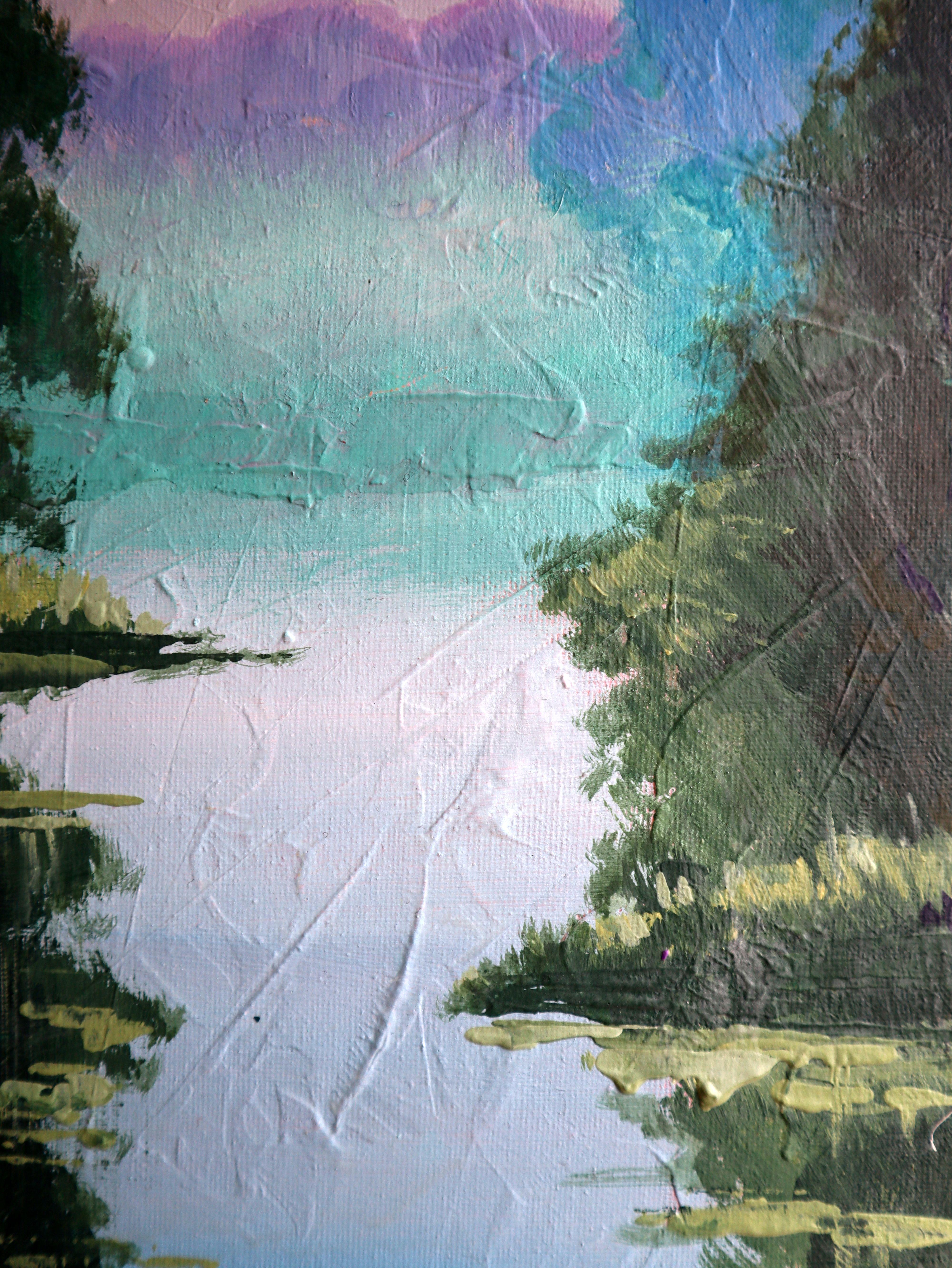 Forest Lake - Black Landscape Painting by RAKHMET REDZHEPOV (RAMZI)