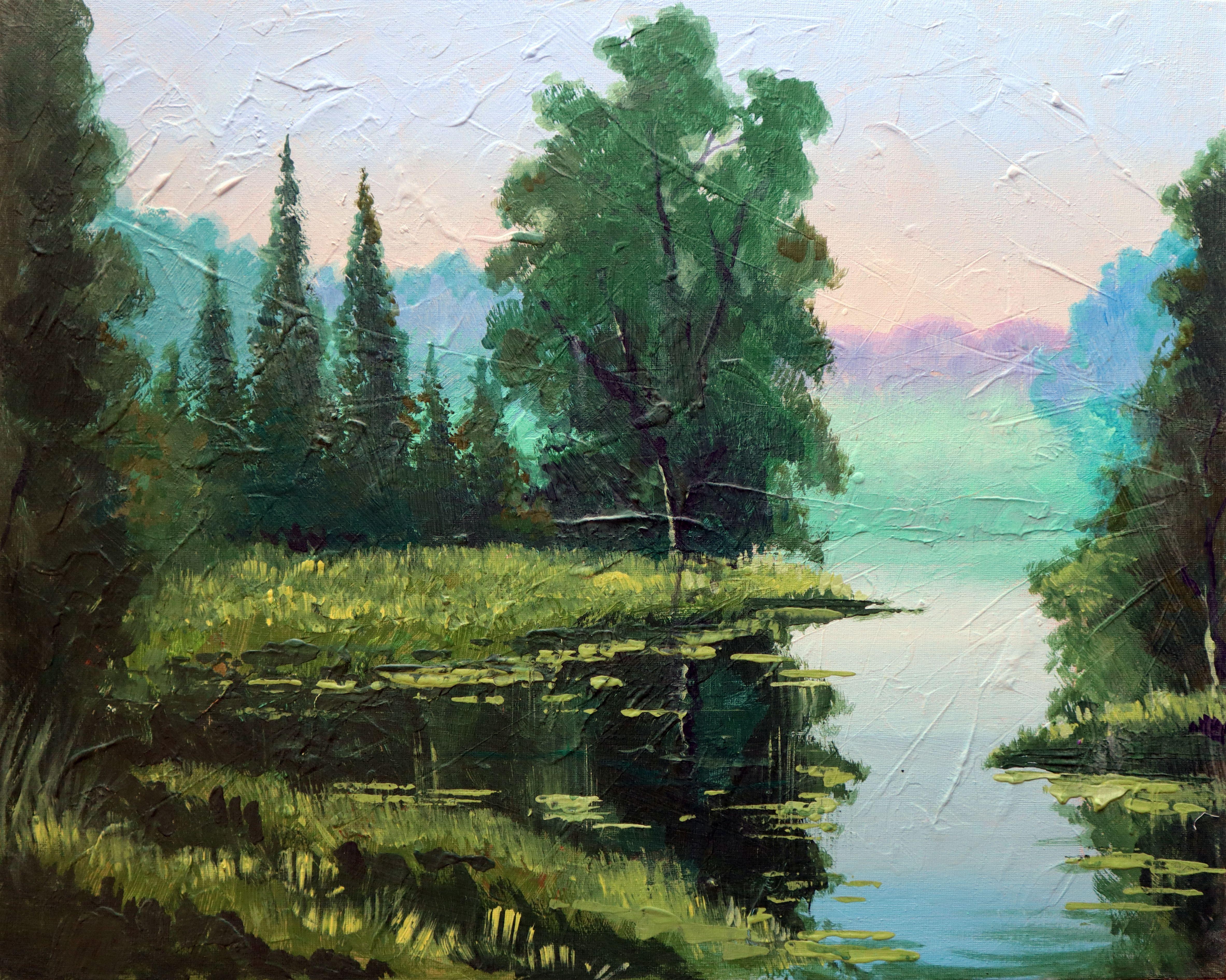 RAKHMET REDZHEPOV (RAMZI) Landscape Painting - Forest Lake
