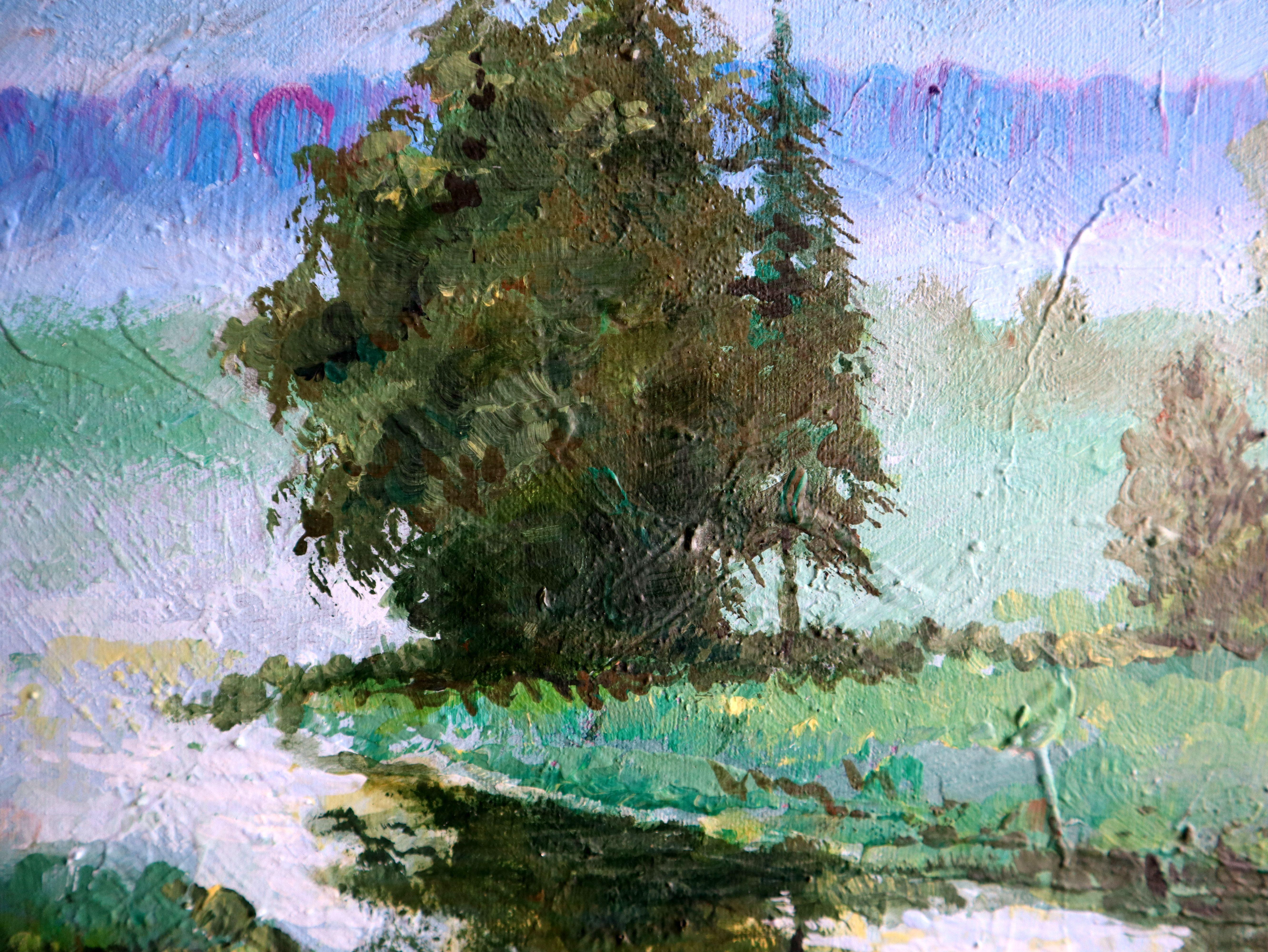 Forest River - Painting Impressionismo di RAKHMET REDZHEPOV (RAMZI)