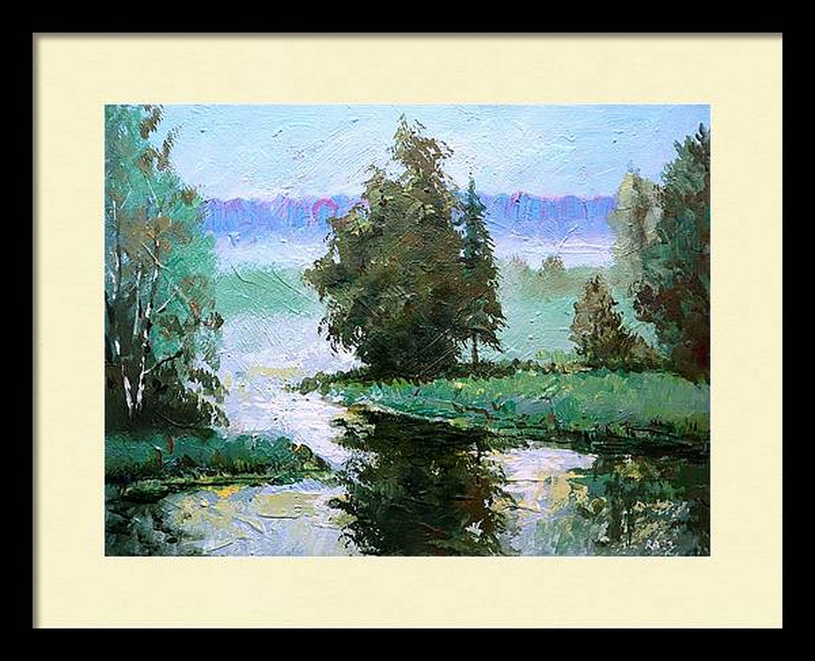 In questa vivace miscela di acrilici e oli, ho catturato l'essenza serena e dinamica della natura. Infusi di espressionismo e impressionismo, i miei tratti trasmettono lo spirito selvaggio della foresta e la tranquillità del fiume. È un invito ad