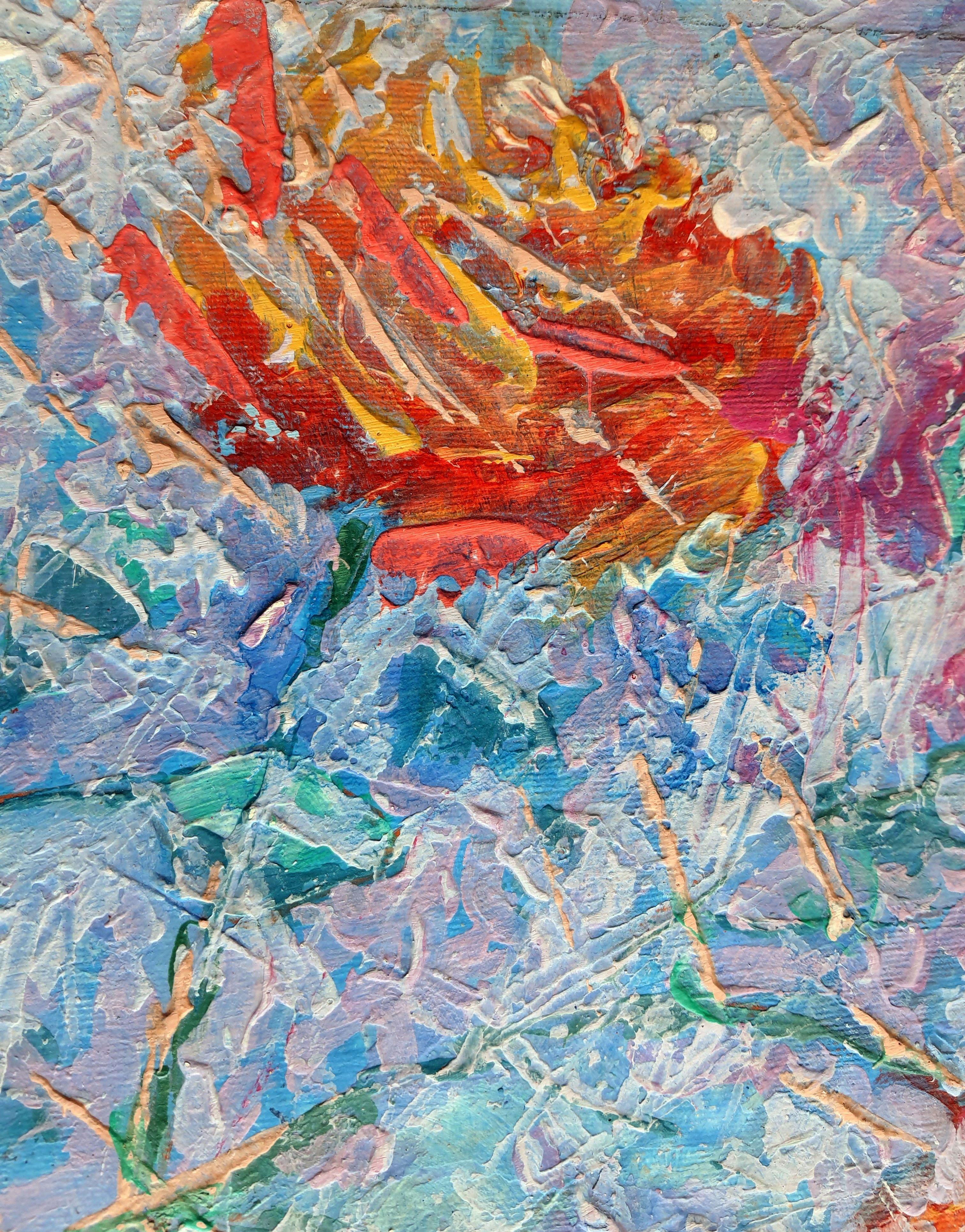 Roses fraîches - Impressionnisme Painting par RAKHMET REDZHEPOV (RAMZI)