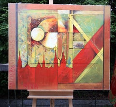 Geometric City: Abstract Painting in Oil and Acrylic, 100x120 cm