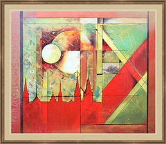 Geometric City: Abstract Painting in Oil and Acrylic, 100x120 cm