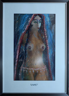 Glance Through Azure (Oriental Nudes Series) cardboard, oil, acrylic 65x42