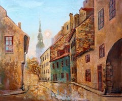 L'or des vieux murs, huile et acrylique impressionnistes, 100/120 cm.