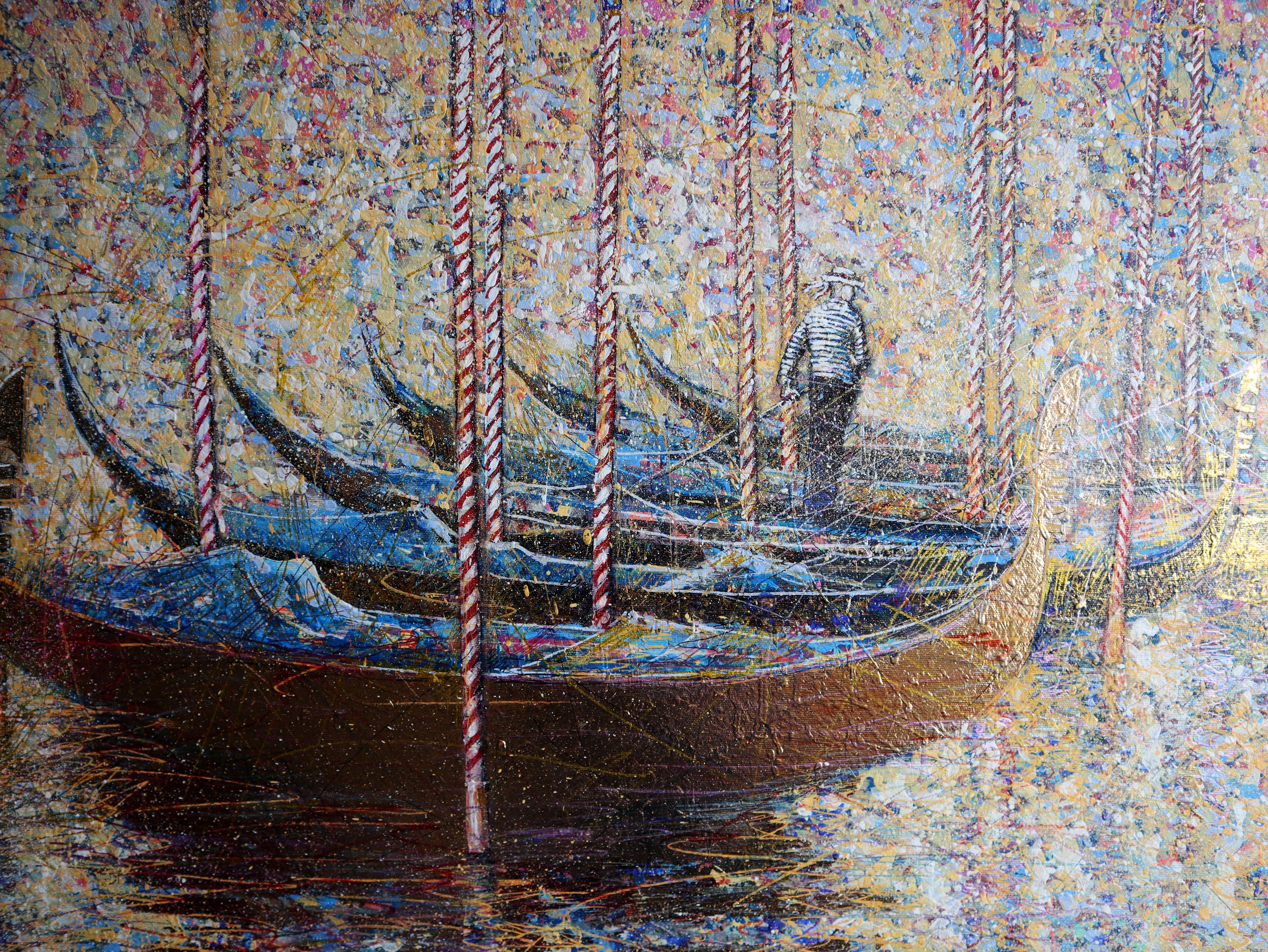 Golden Gondolas of Venice - Painting by RAKHMET REDZHEPOV (RAMZI)