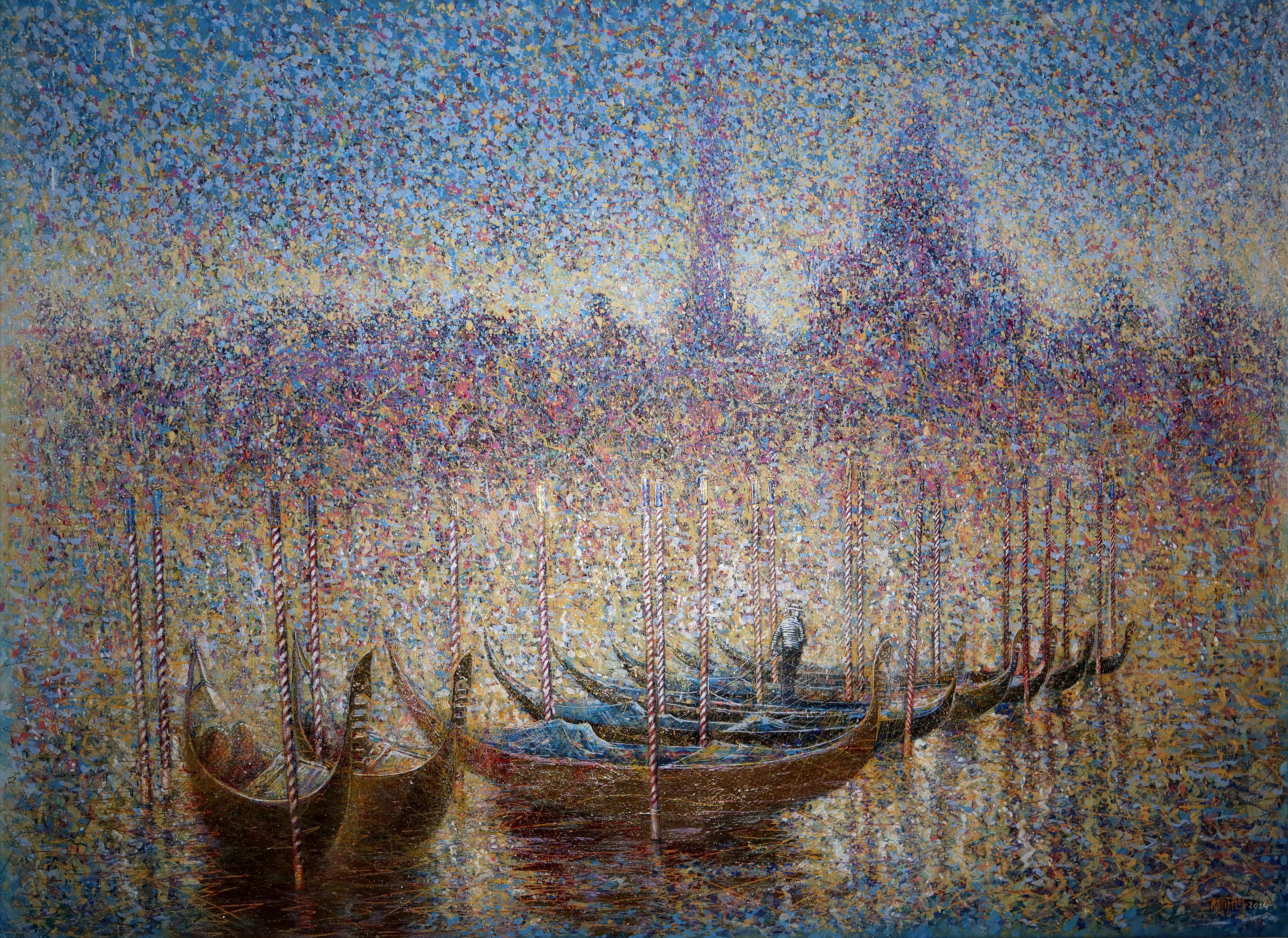 RAKHMET REDZHEPOV (RAMZI) Interior Painting - Golden Gondolas of Venice