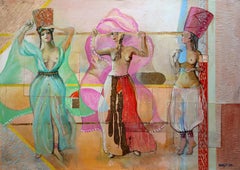 Golden Graces: (Serie „Oriental Nudes“) Leinwand, Öl, Acryl, 90 × 130 cm.