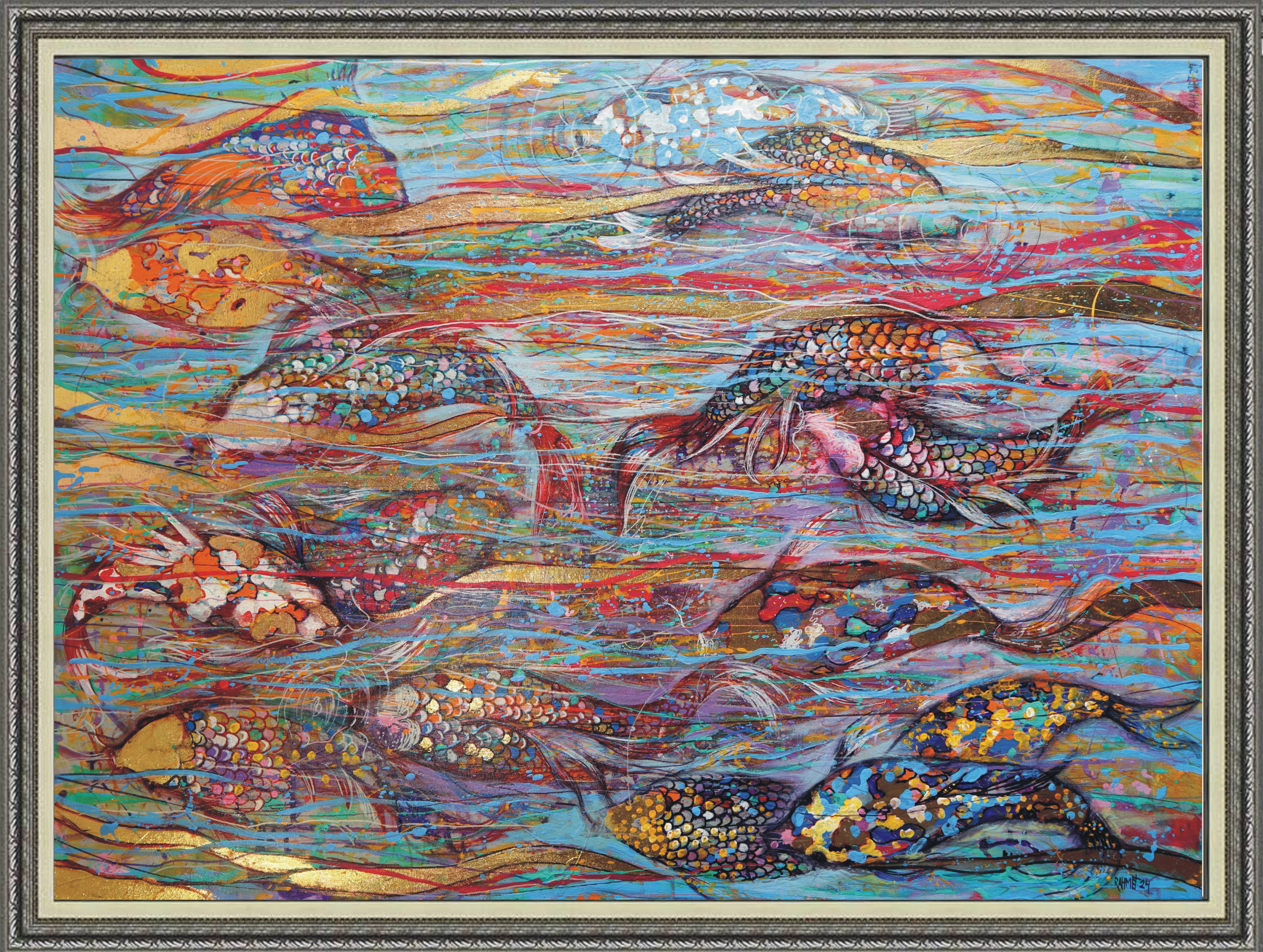 Goldener Koi – Painting von RAKHMET REDZHEPOV (RAMZI)