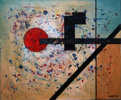 Goldene Stille: Abstrakte Malerei in Öl und Acryl, 100x120 cm