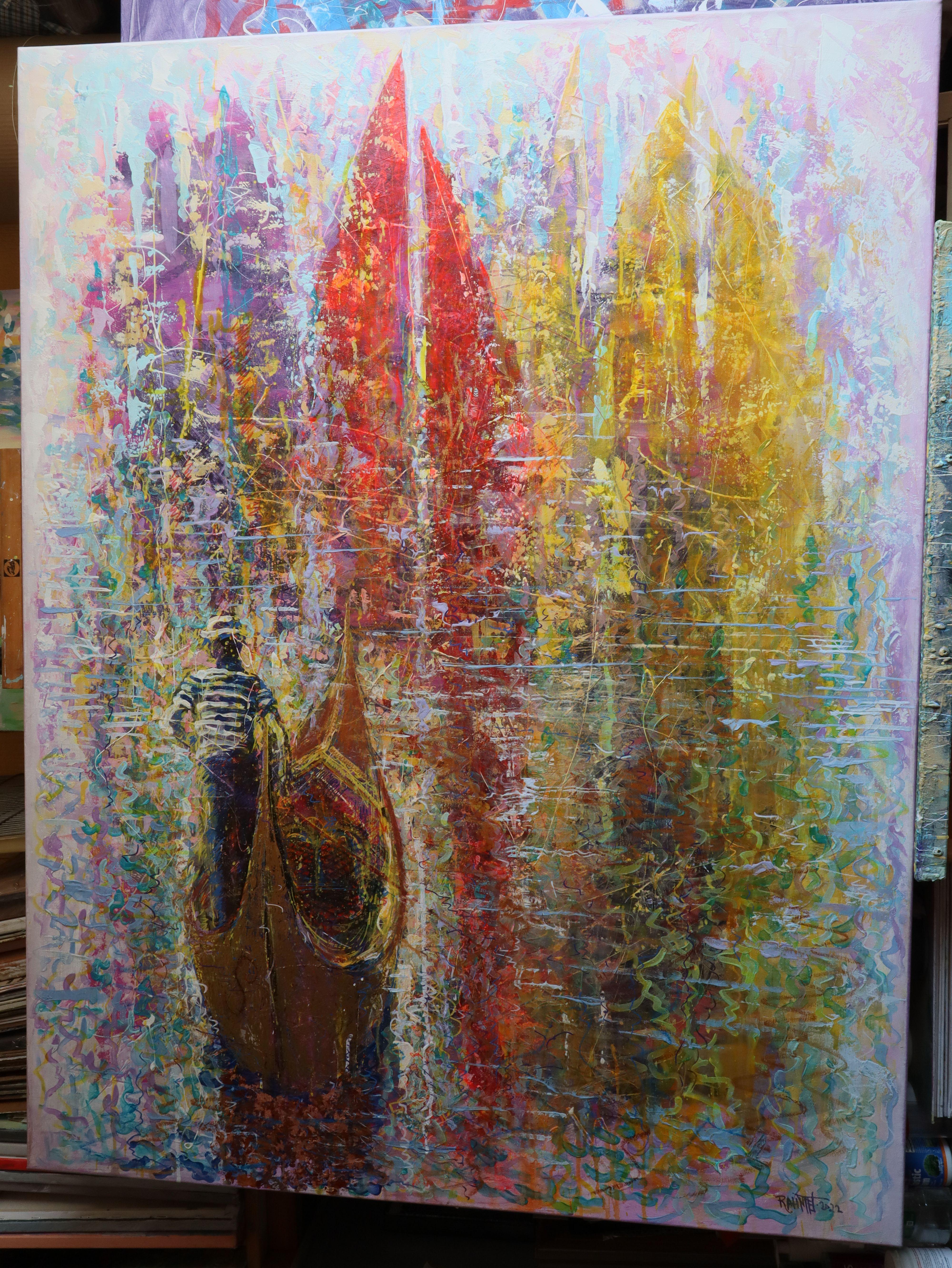 Dreams of A World Sail Trip - Impressionnisme Painting par RAKHMET REDZHEPOV (RAMZI)