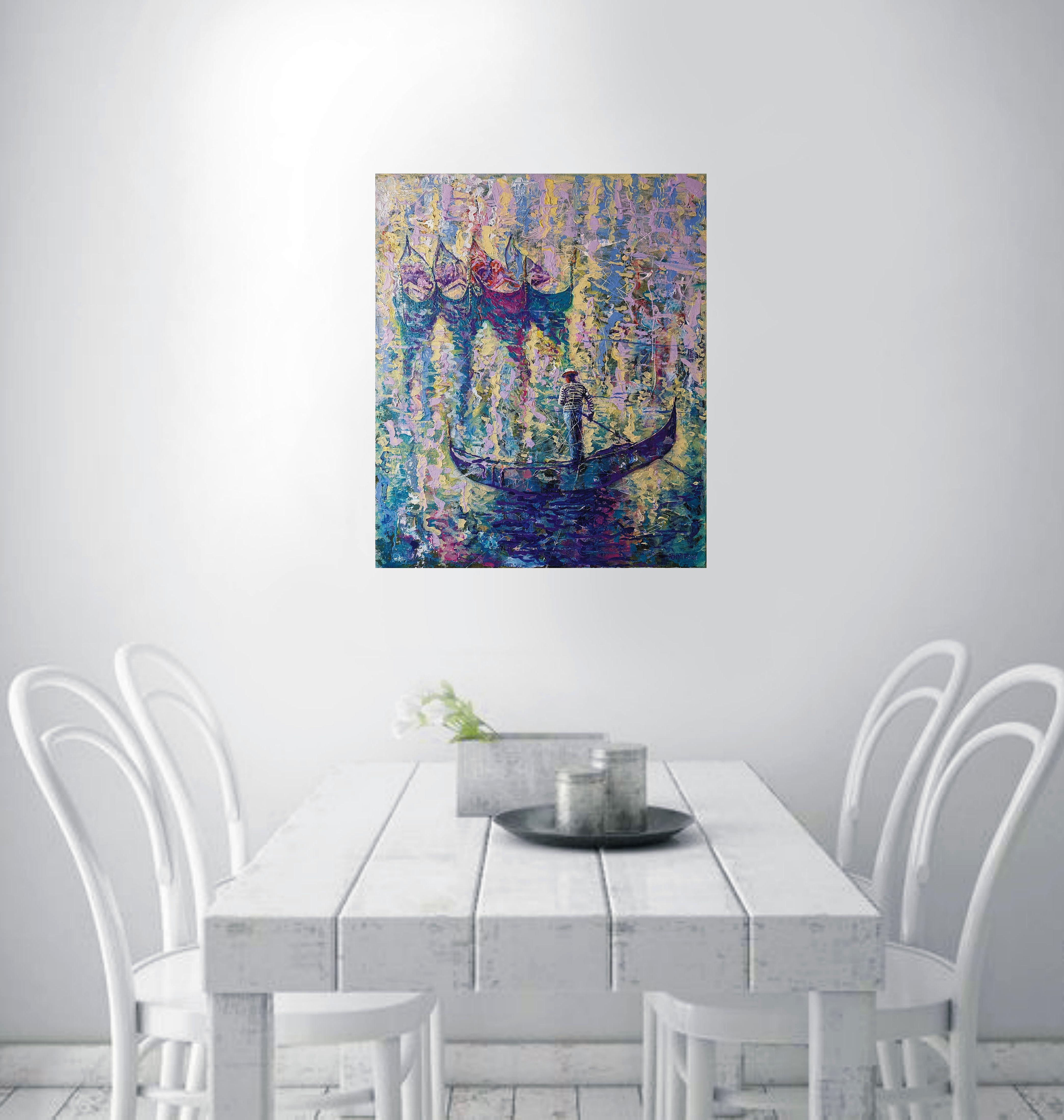 Crafted with vibrant acrylics and textured oils, my painting captures the essence of a dreamy morning. Its impressionistic strokes breathe life into the serene dance of gondolas on water, reflecting a symphony of colors. This artwork is my ode to