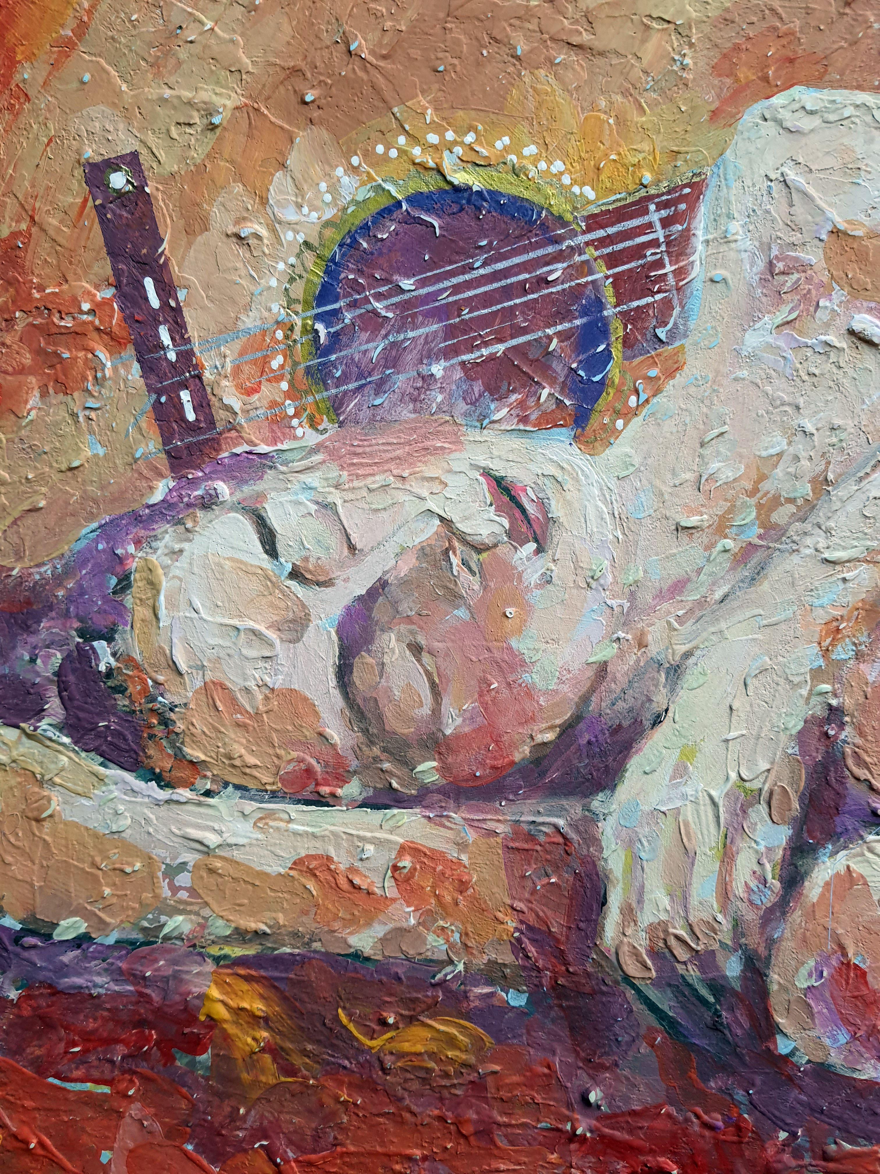 GITARRE 2 (Braun), Nude Painting, von RAKHMET REDZHEPOV (RAMZI)