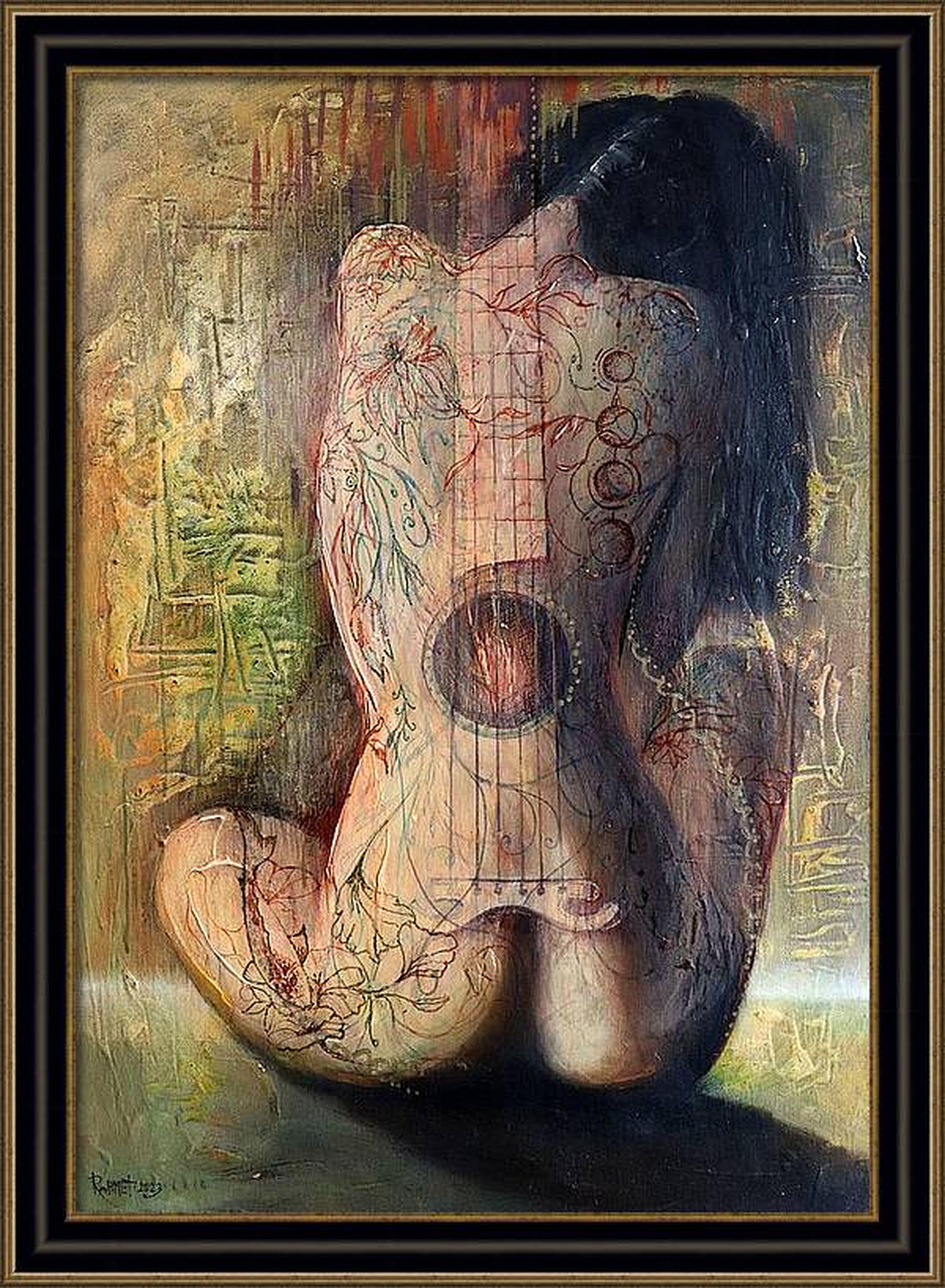 Gitarre (Expressionismus), Painting, von RAKHMET REDZHEPOV (RAMZI)