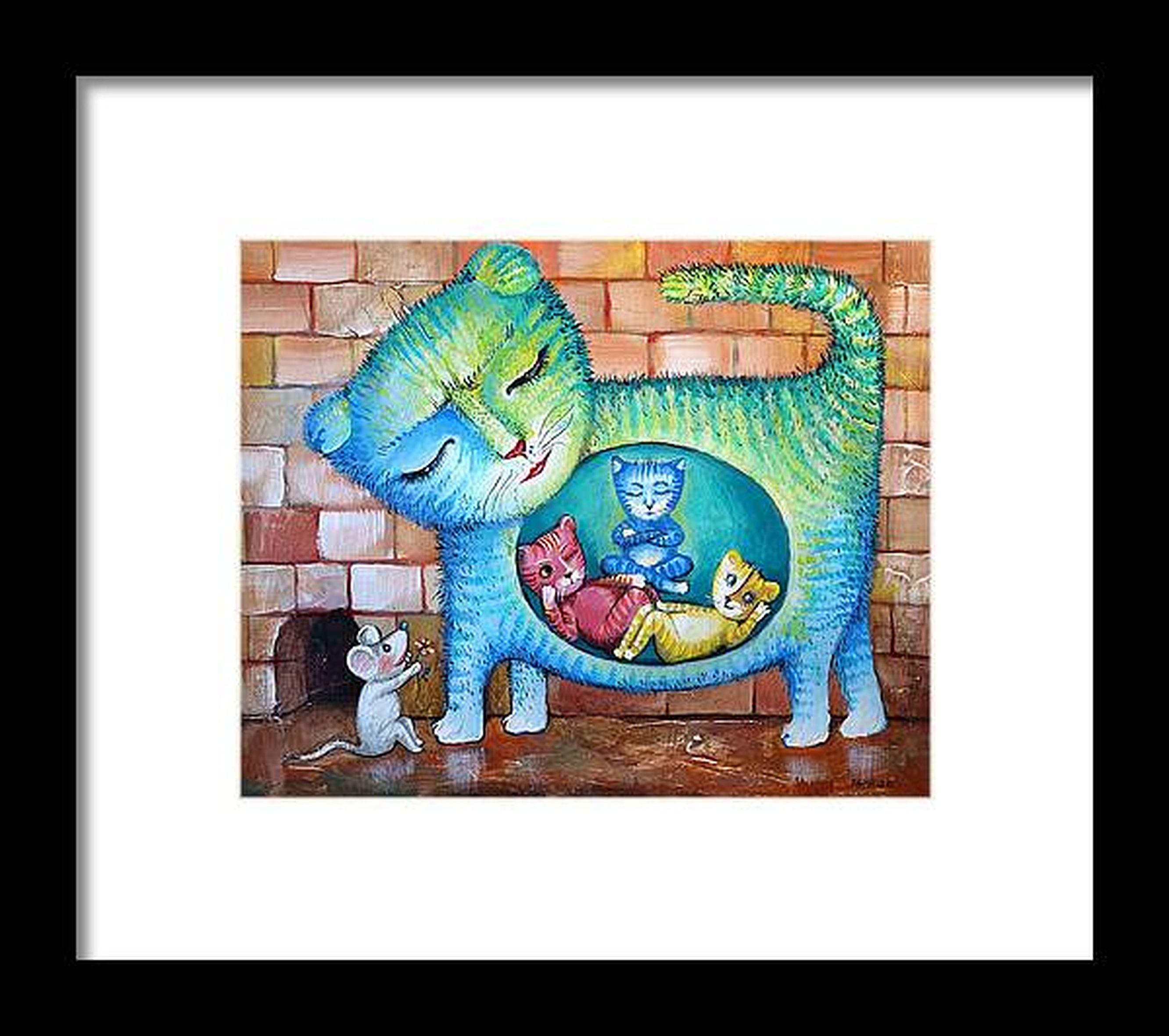 HAPPY FAMILY Originalgemälde – Painting von RAKHMET REDZHEPOV (RAMZI)