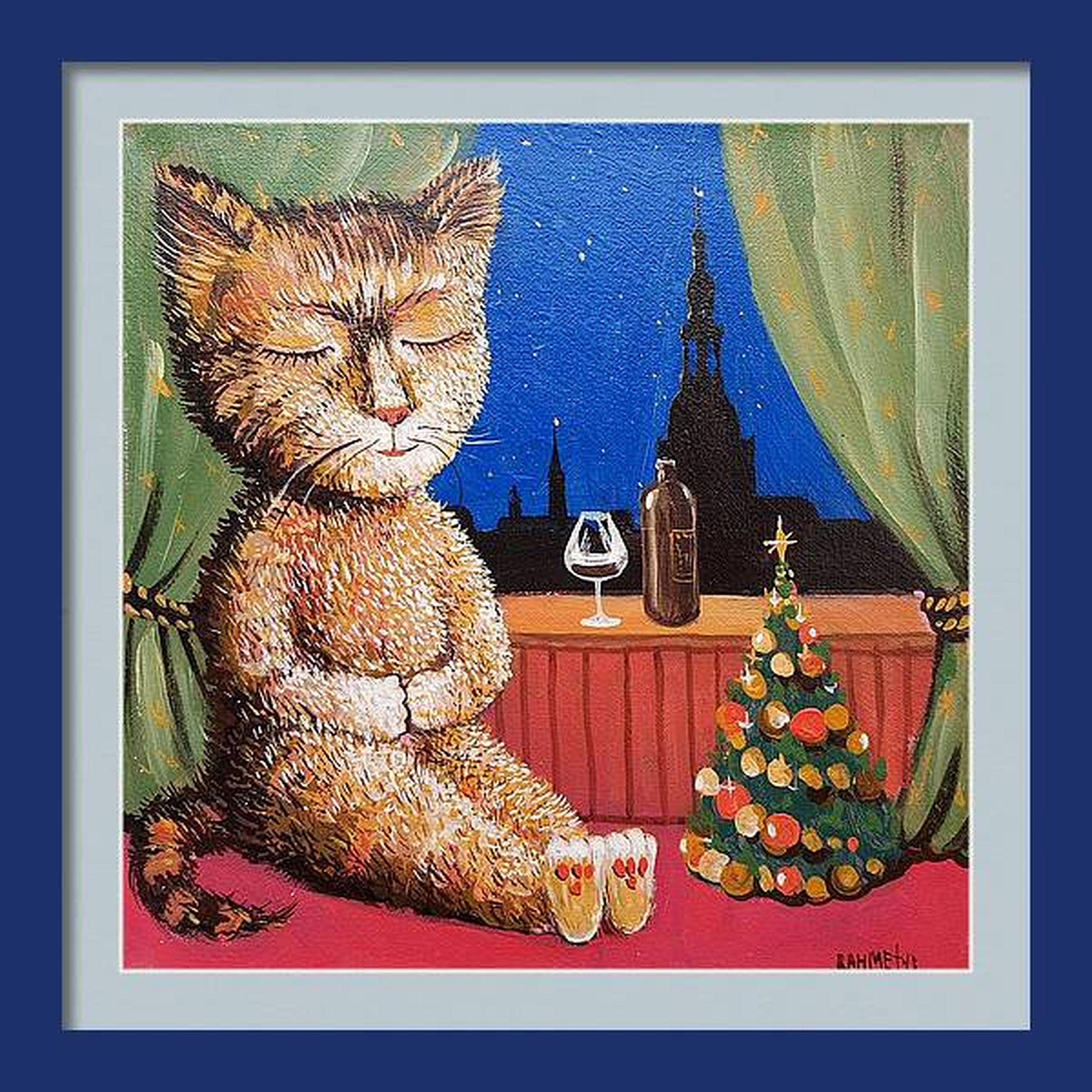 HAPPY NEW YEAR ! - Expressionist Painting by RAKHMET REDZHEPOV (RAMZI)