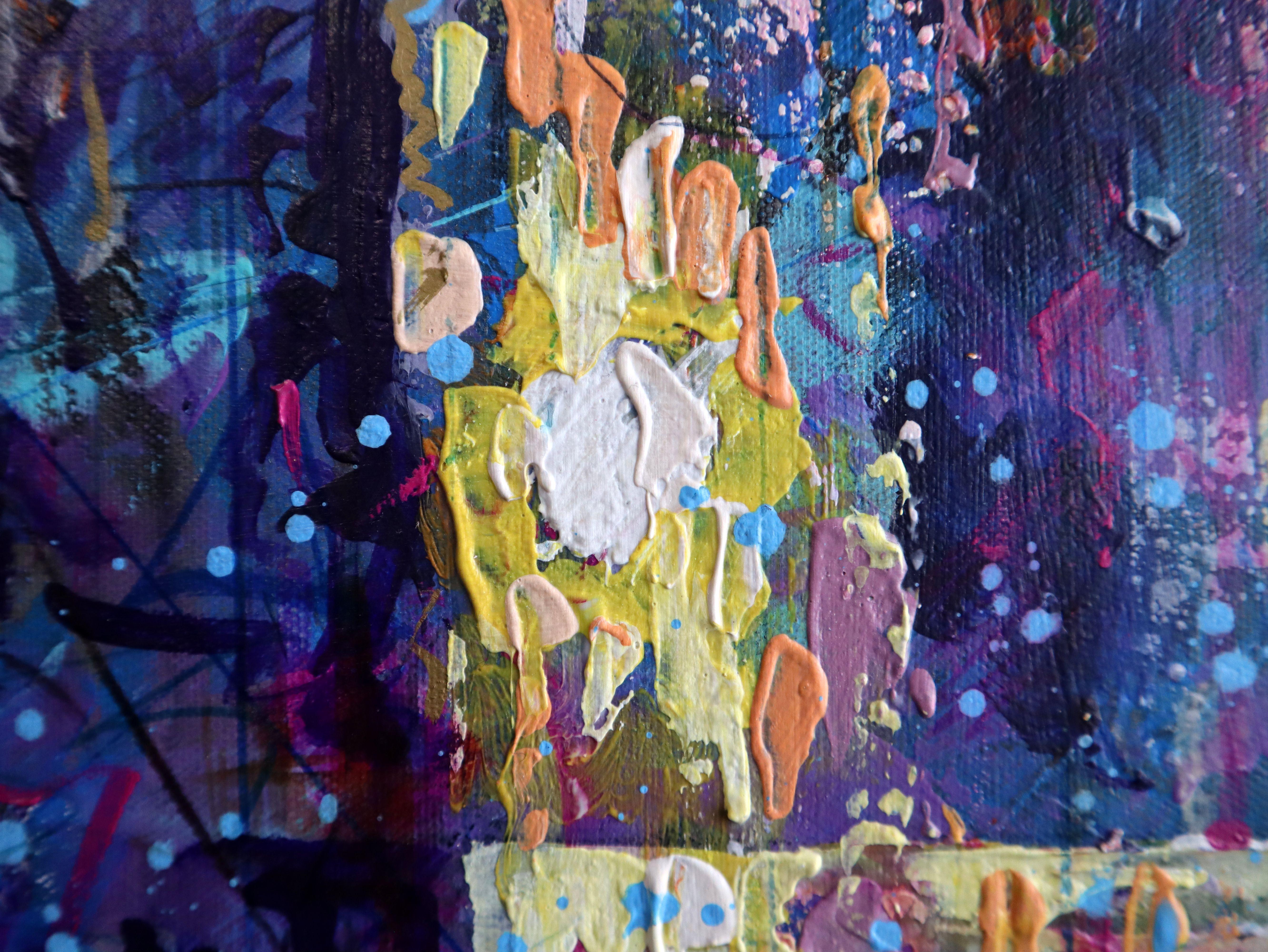 Bei der Gestaltung dieses Werks habe ich mich von meinen Gefühlen leiten lassen und Acryl- und Ölfarben übereinander geschichtet, um das heitere Chaos der Natur darzustellen. Es ist eine Verkörperung meiner Leidenschaft für die ungezähmte Schönheit