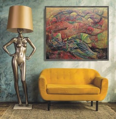 Interner Code: Abstrakte Malerei in Öl und Acryl, 100x120 cm