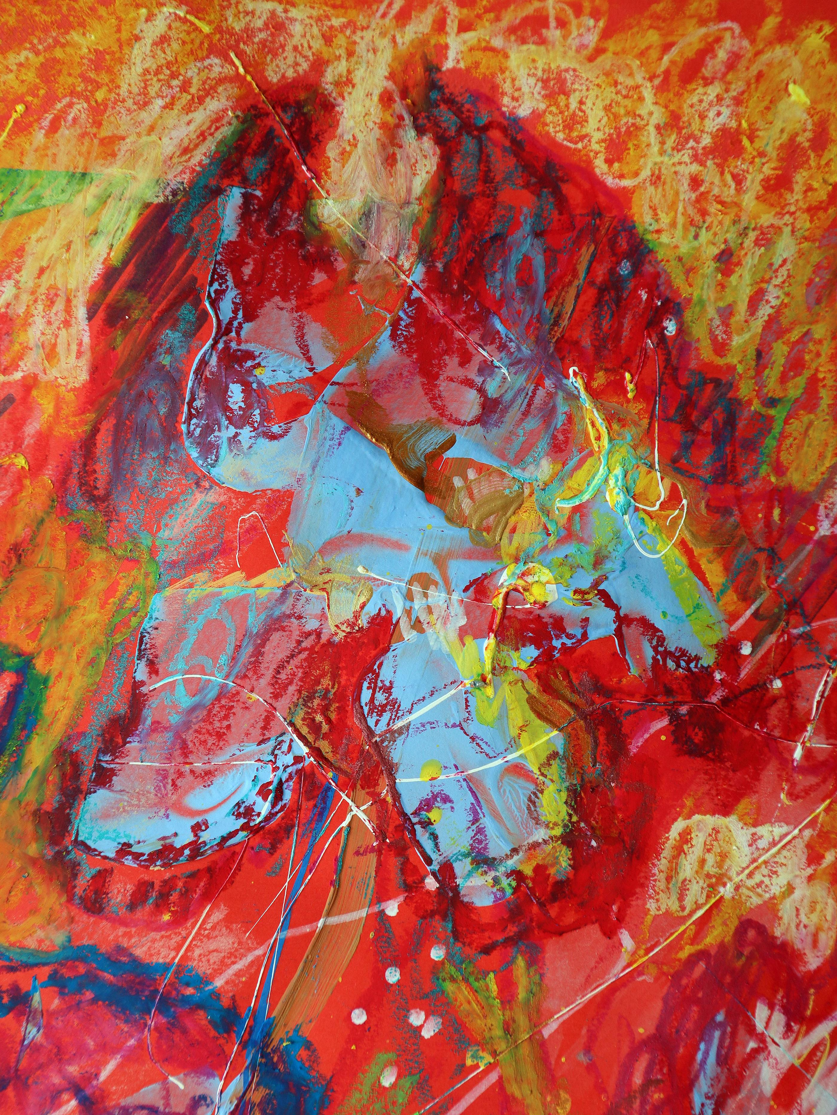 Irises in the Garden - Expressionist Painting by RAKHMET REDZHEPOV (RAMZI)