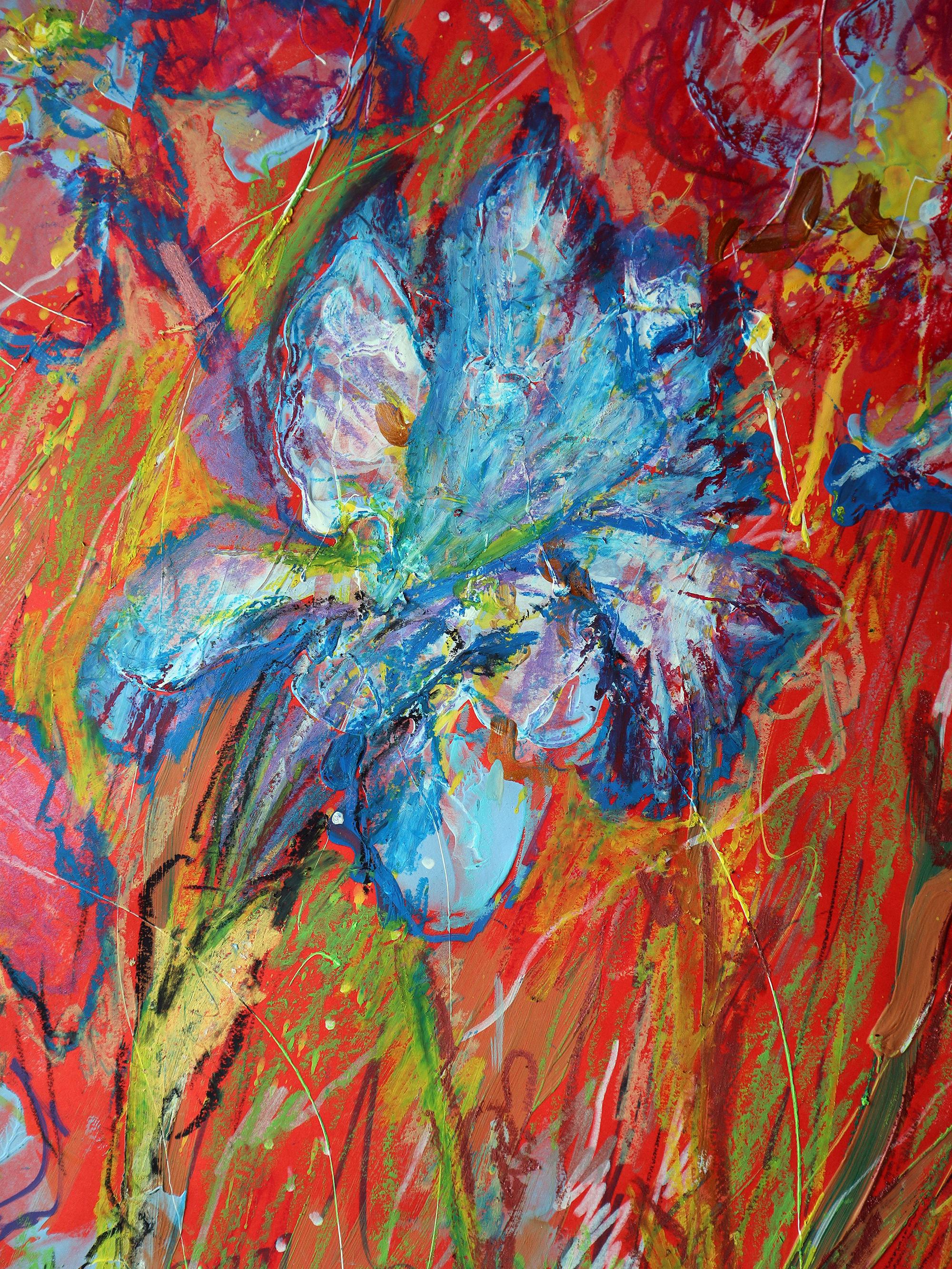 In this vibrant fusion of emotion and color, I've layered acrylics, oil pastels, and colored pencils to craft a garden alive with movement. My brushstrokes echo expressionist fervor, while impressionist influence softens into a dreamlike tableau.