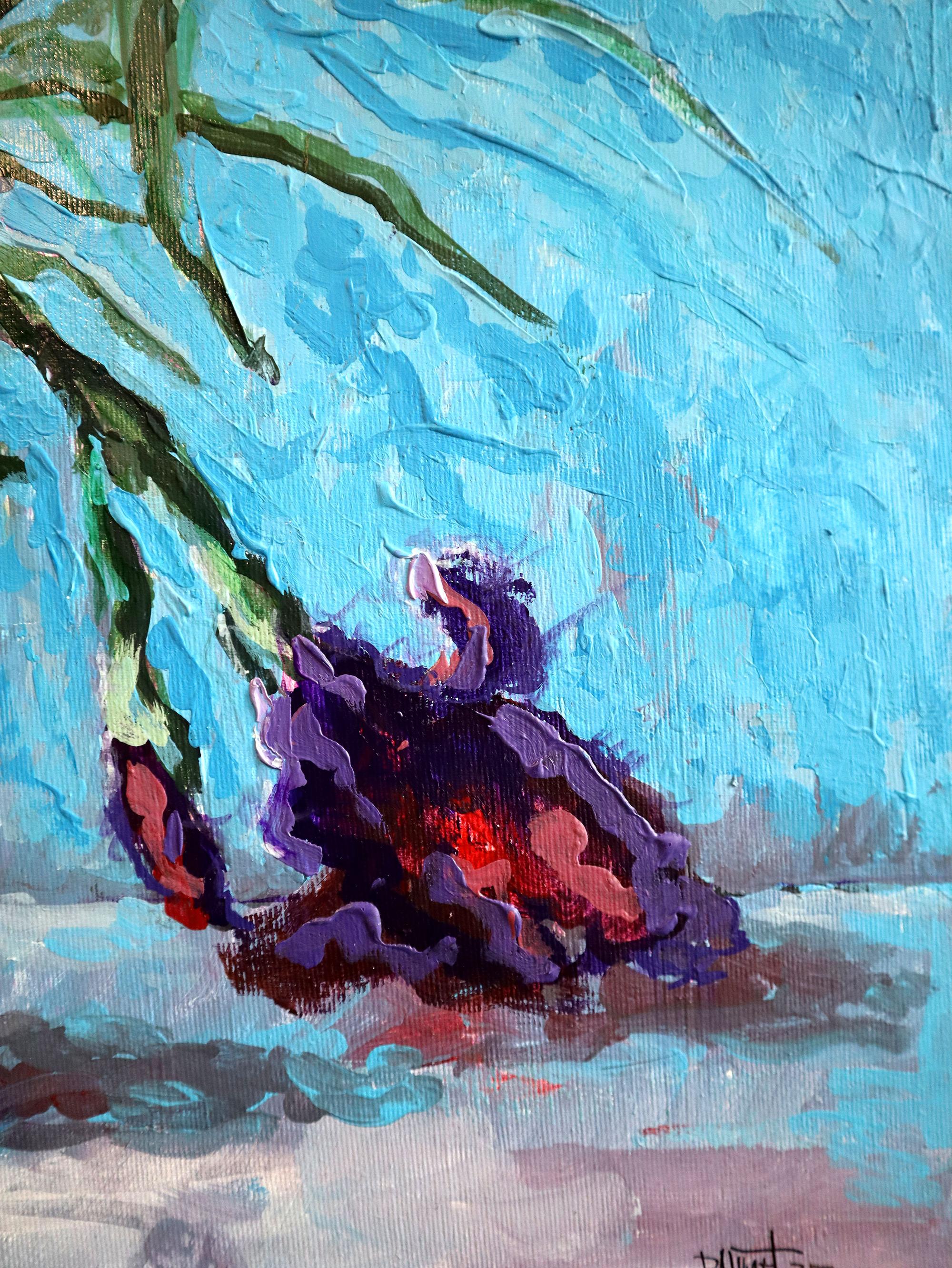 Irises on Blue For Sale 3